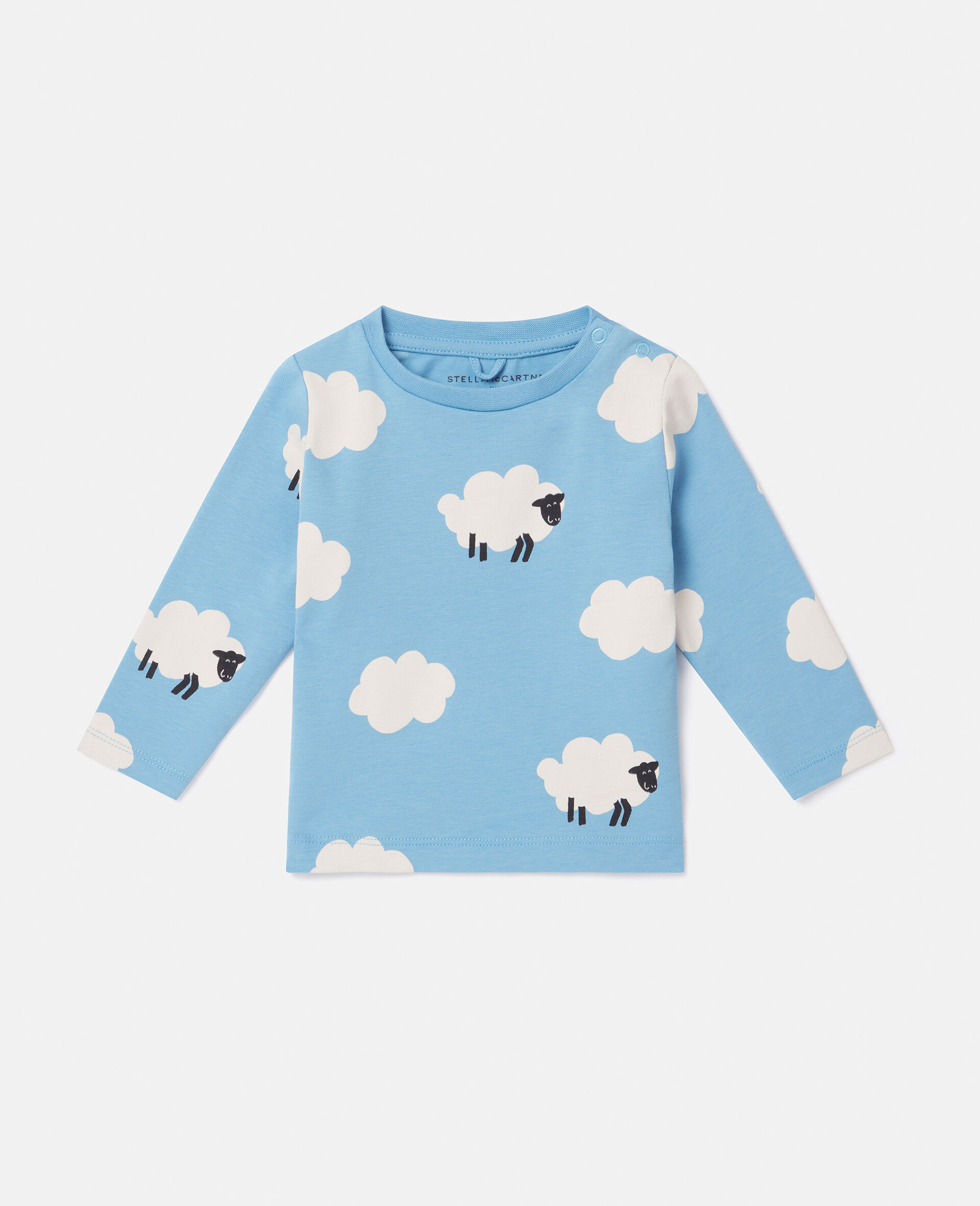 Sheep Pattern Long-Sleeve T-Shirt -Blue-medium