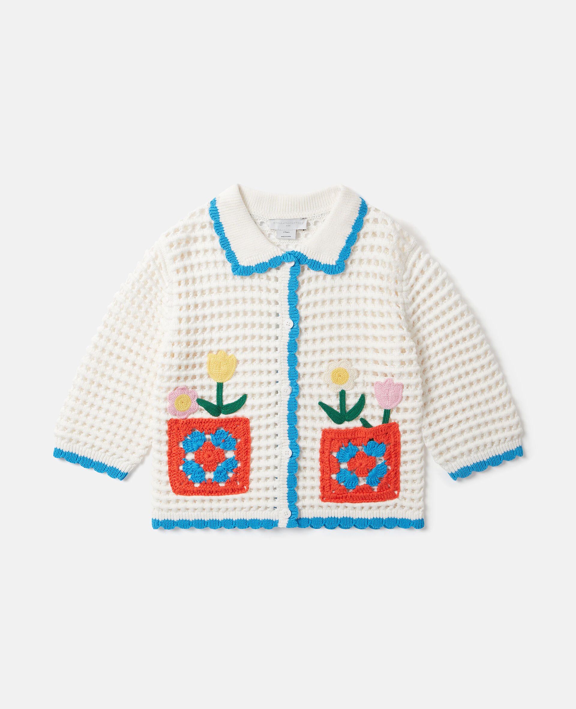 Floral Appliqu&eacute; Cardigan-White-medium