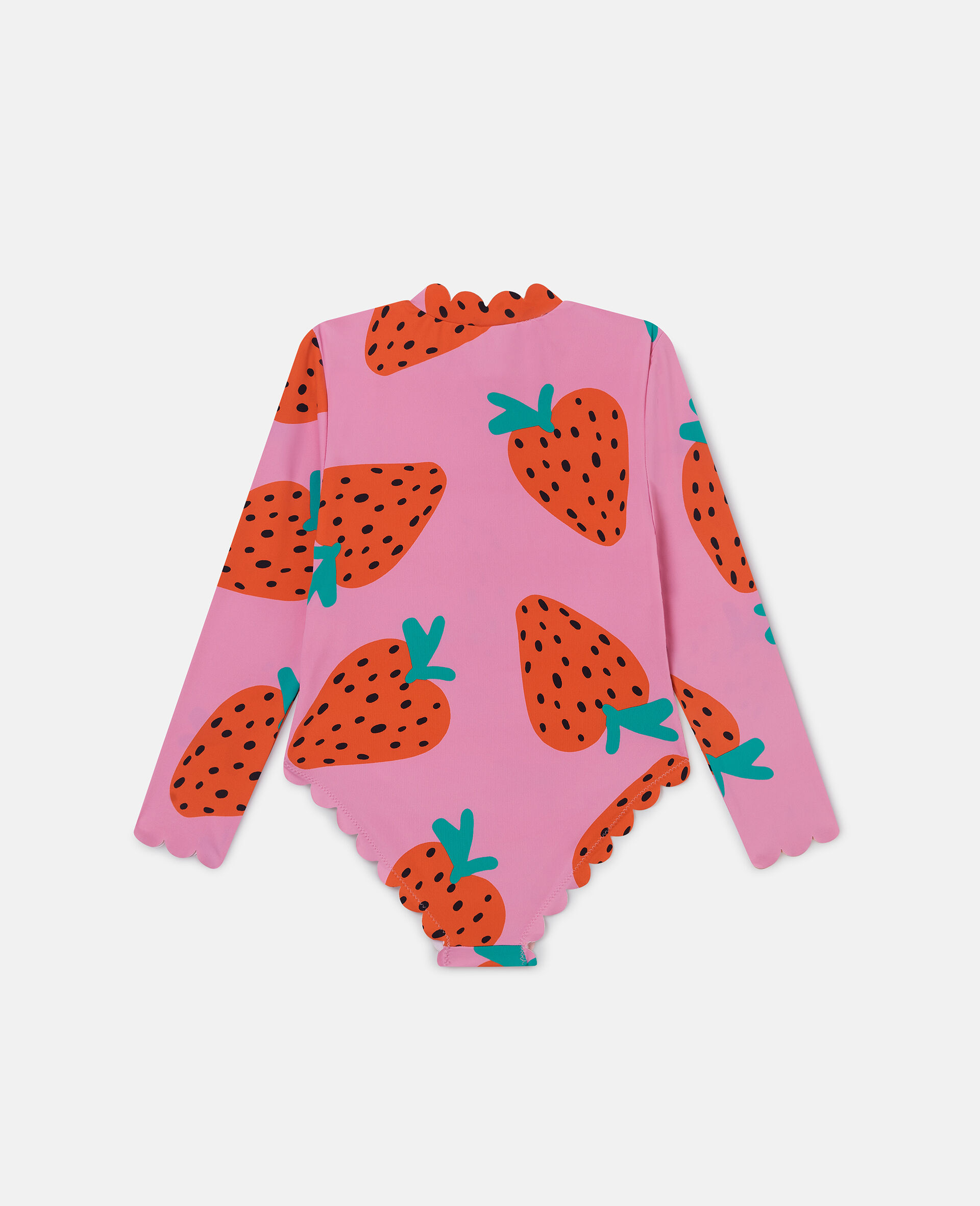 Strawberry Print Long Sleeve Swimsuit-Pink-large image number 2