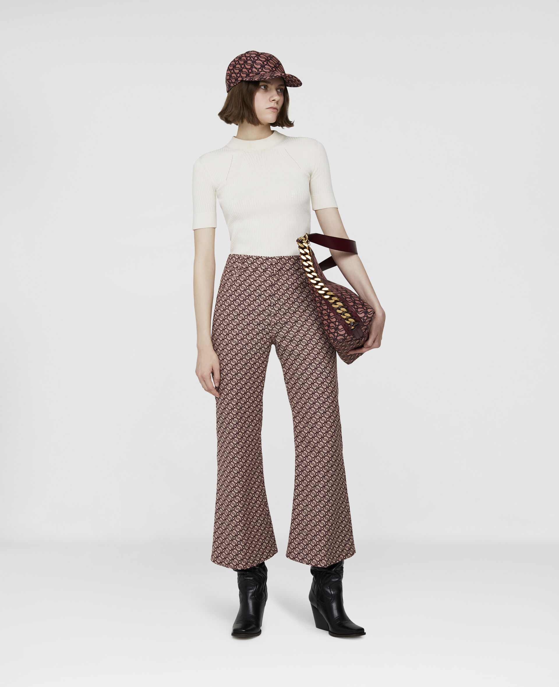 Pantalon tailleur S Wave en jacquard-Rose-medium