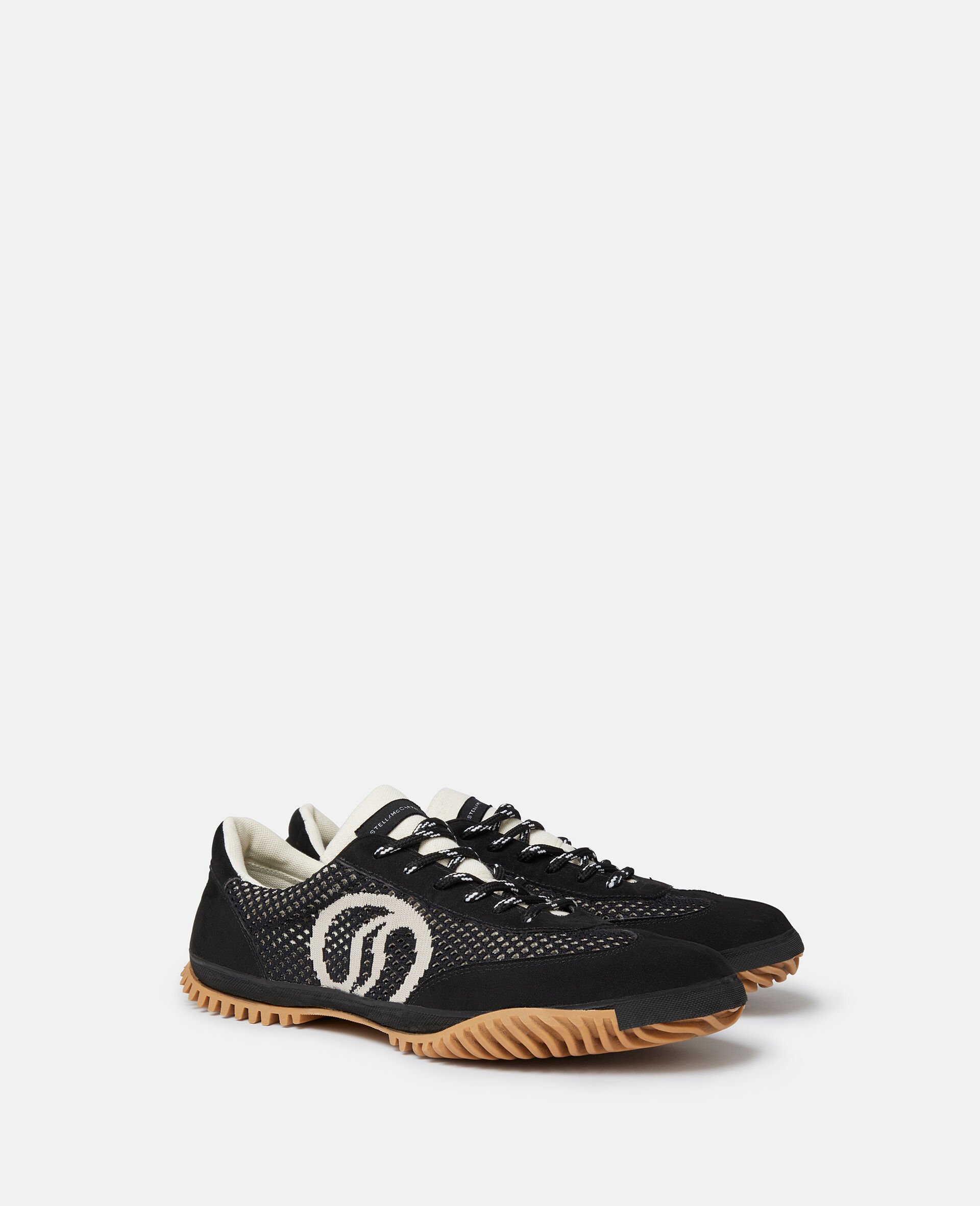 S-Wave Sport Mesh Panelled Sneakers-Black-medium S-Wave Sport Mesh Panelled Sneakers-Black-medium