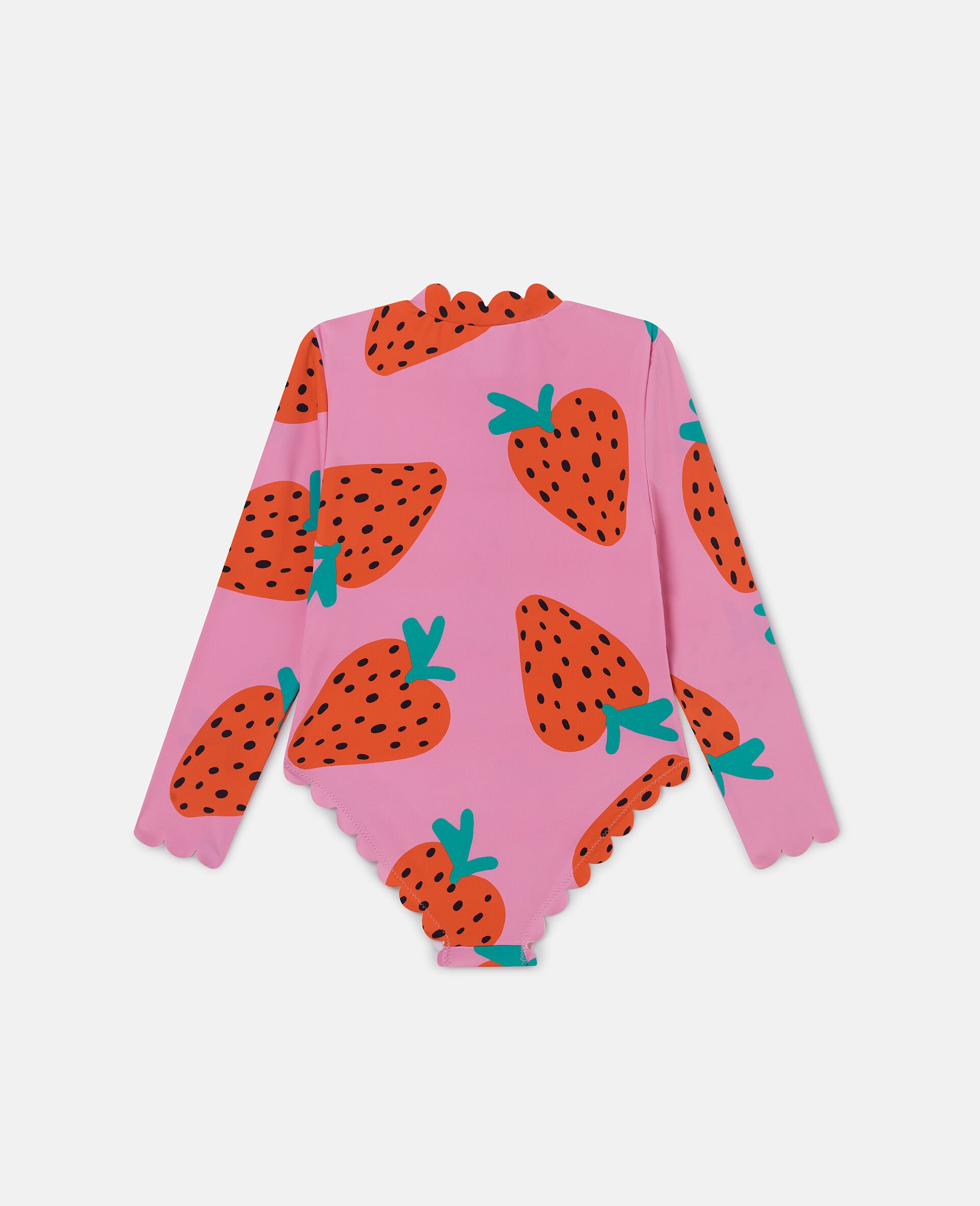 Strawberry Print Long Sleeve Swimsuit-Pink-large Strawberry Print Long Sleeve Swimsuit-Pink-large image number 2