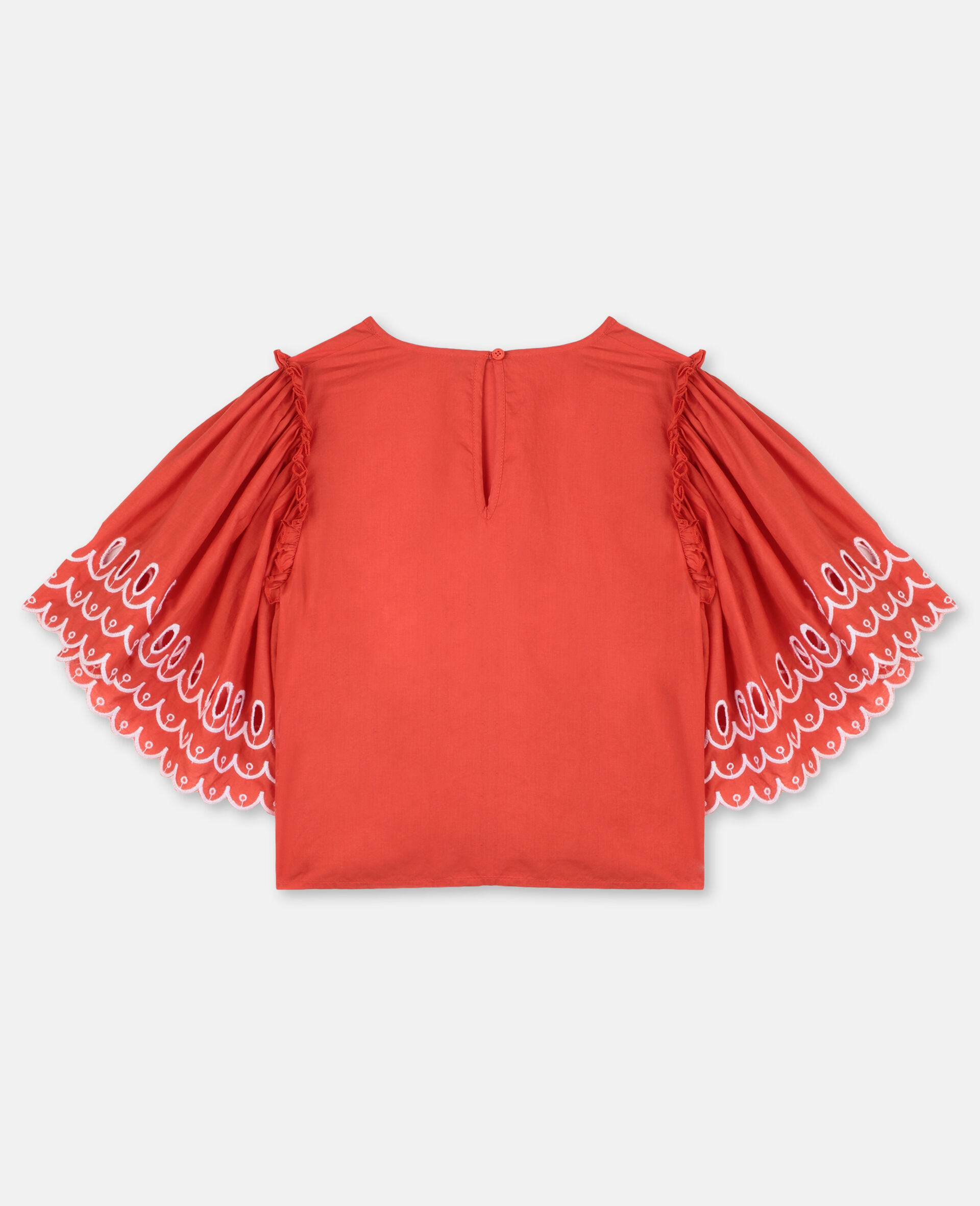Scalloped Cotton Top-Red-large image number 3