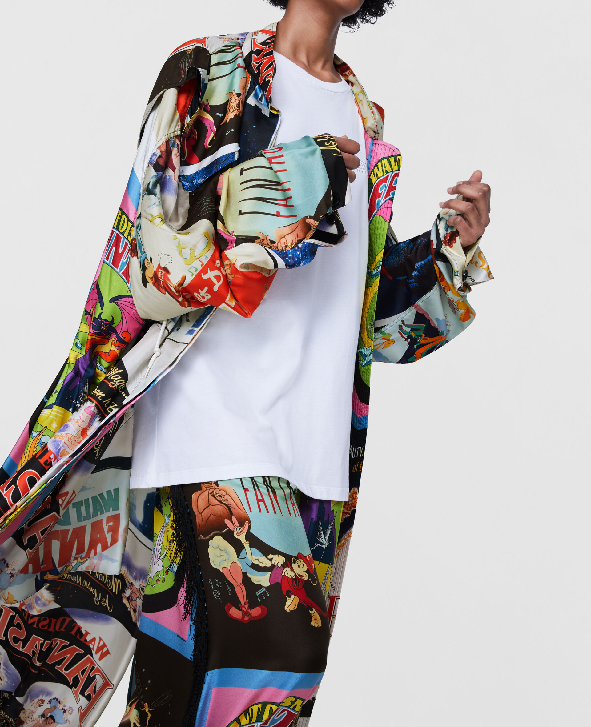 Fantasia Poster Print Trench Coat-Multicolour-large image number 5