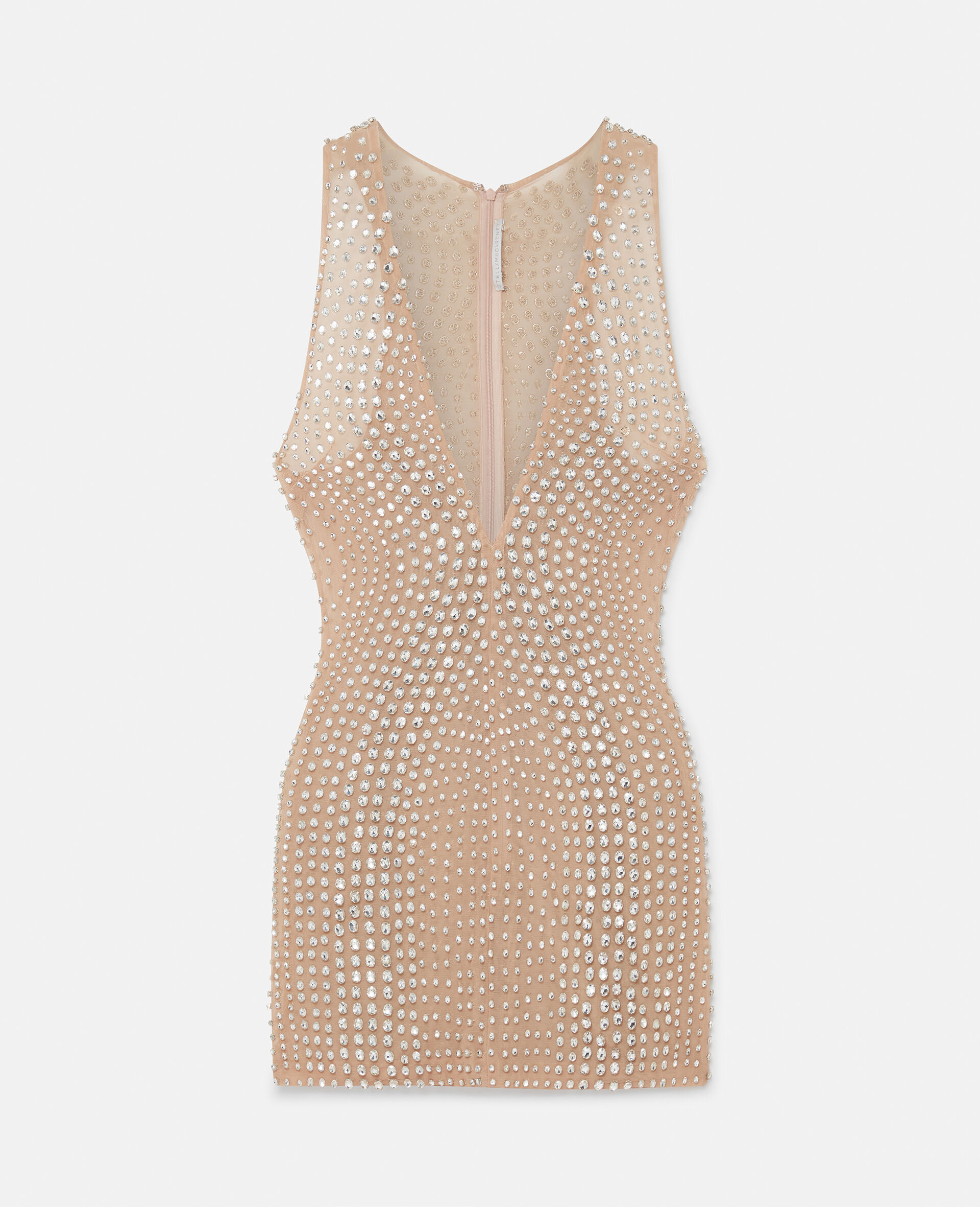 Crystal-Embellished Midi Dress-Beige-large image number 0