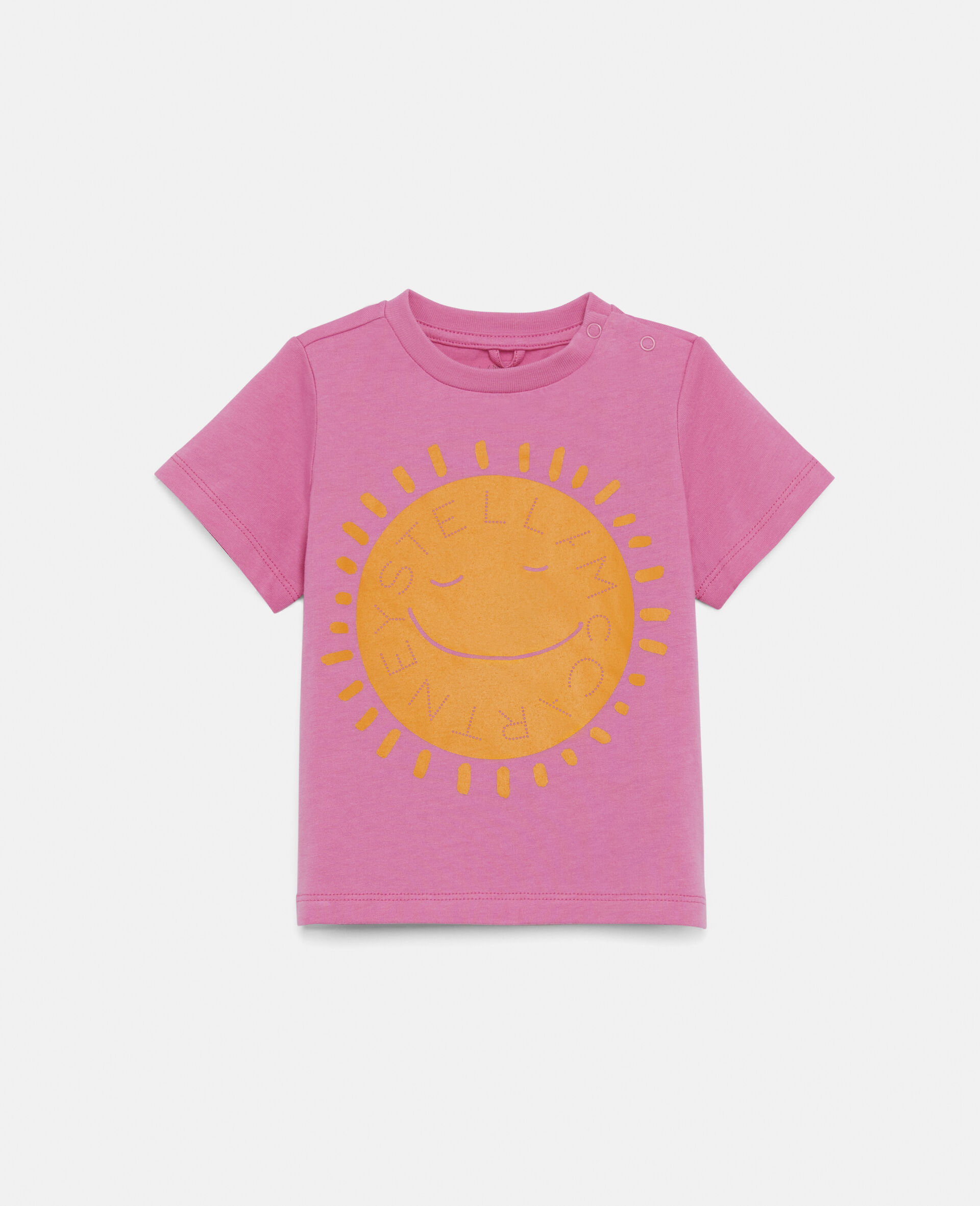 T-shirt en coton à imprimé soleil avec logo-Rose-large image number 0