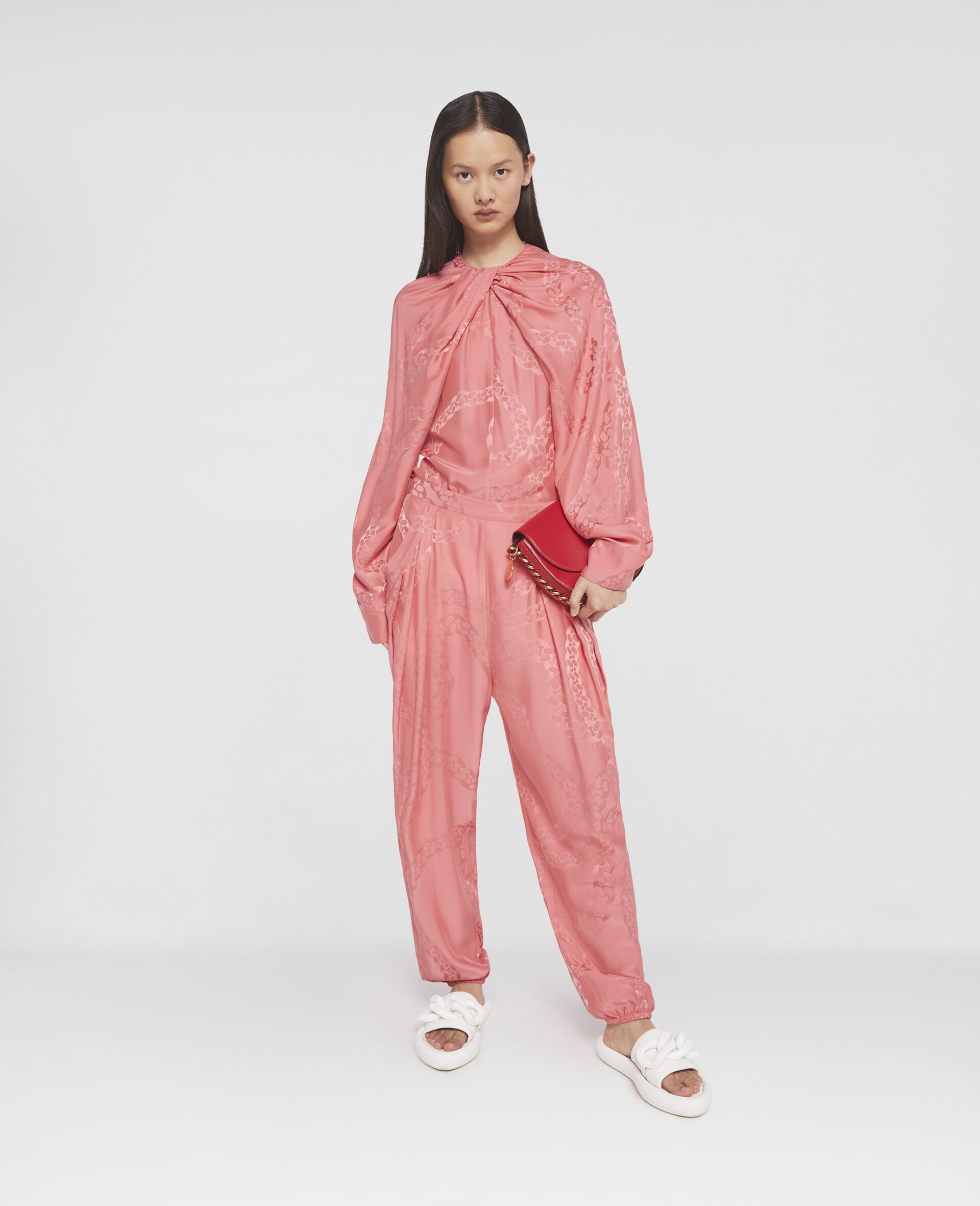 Falabella Chain Silk Jacquard Top-Pink-large image number 1
