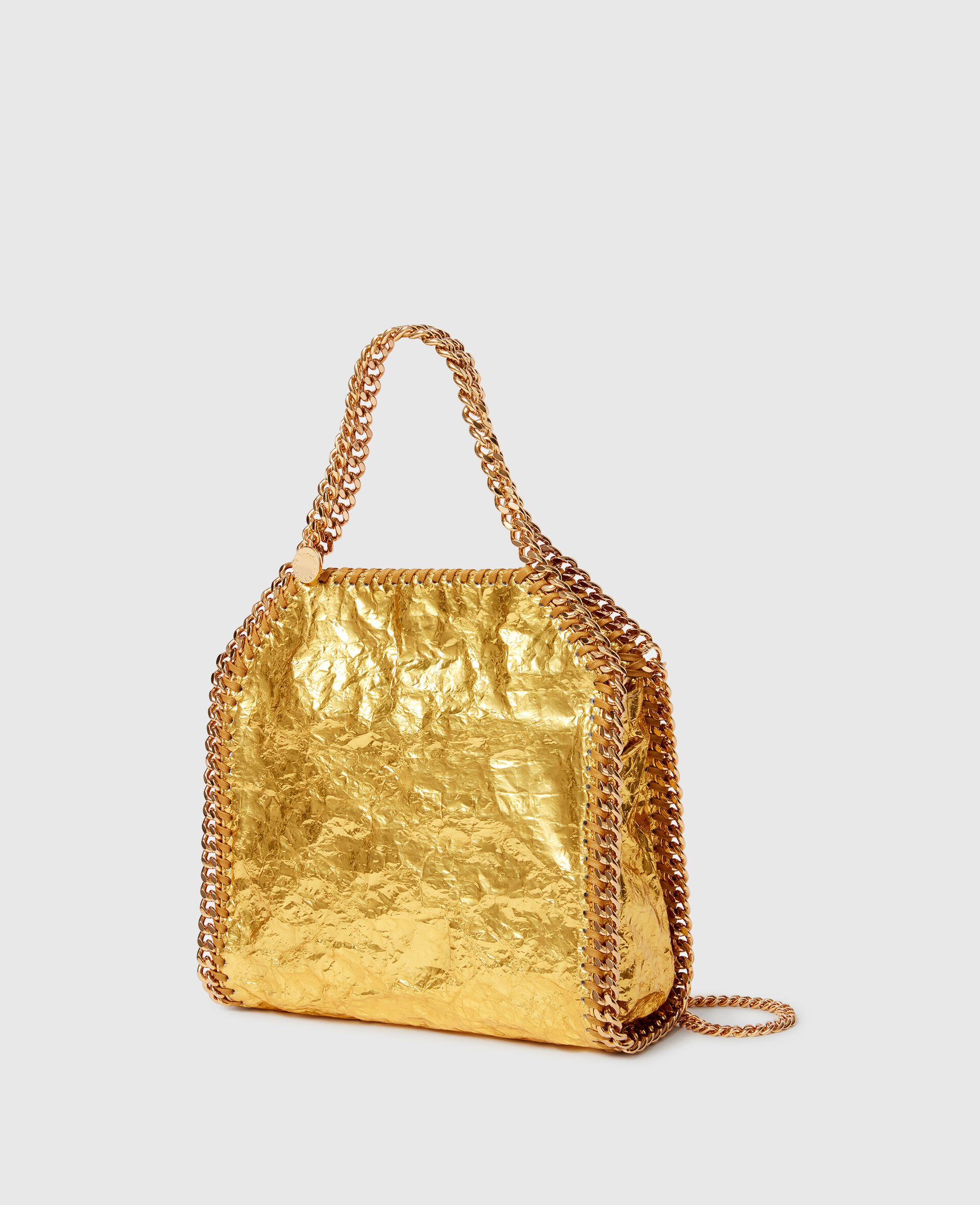 Mini cabas Falabella metallise froisse-Gold-large image number 2