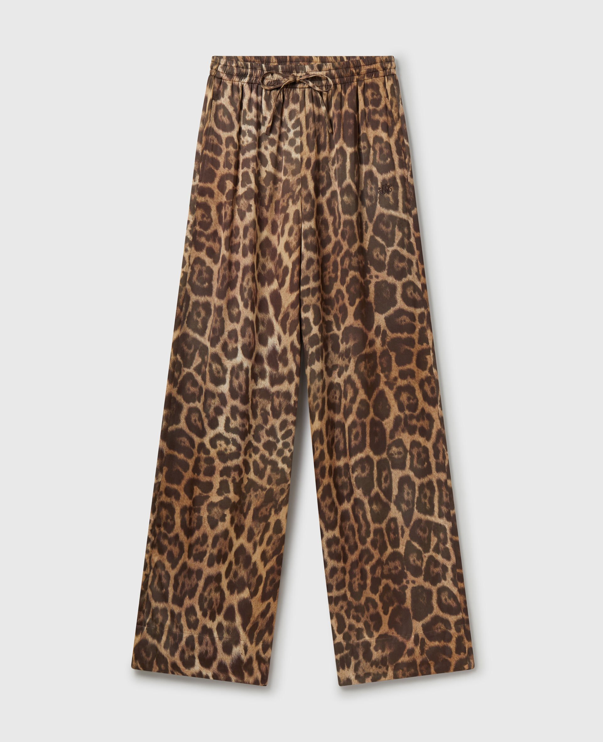 Leopard Straight-Leg Pants-Brown-medium