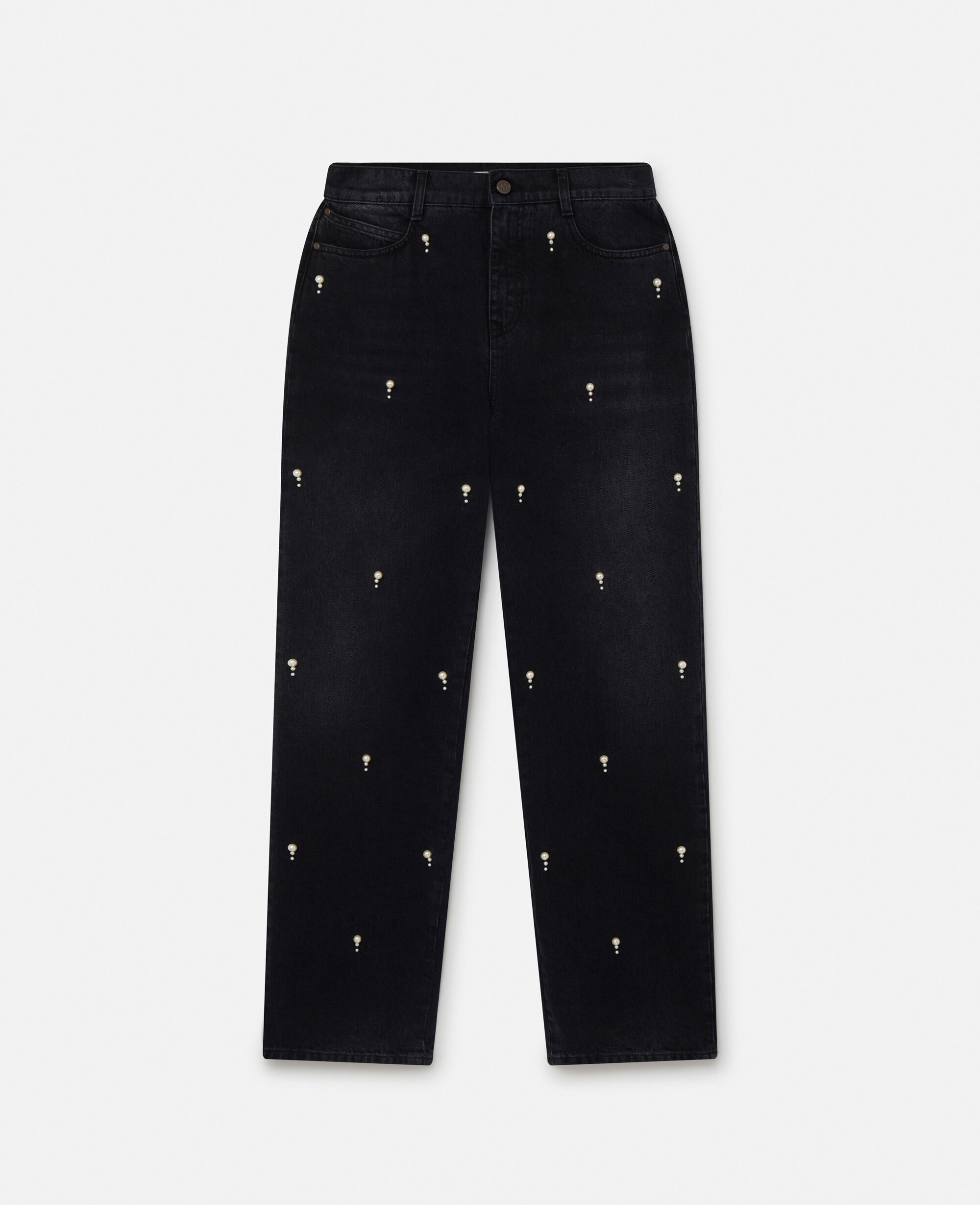 Women Black Pearl Embroidery Straight Leg Jeans Stella McCartney GB