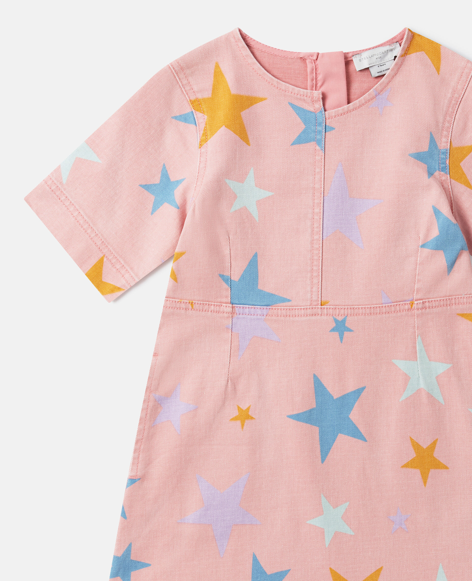 Star Print Jersey Dress-Pink-medium