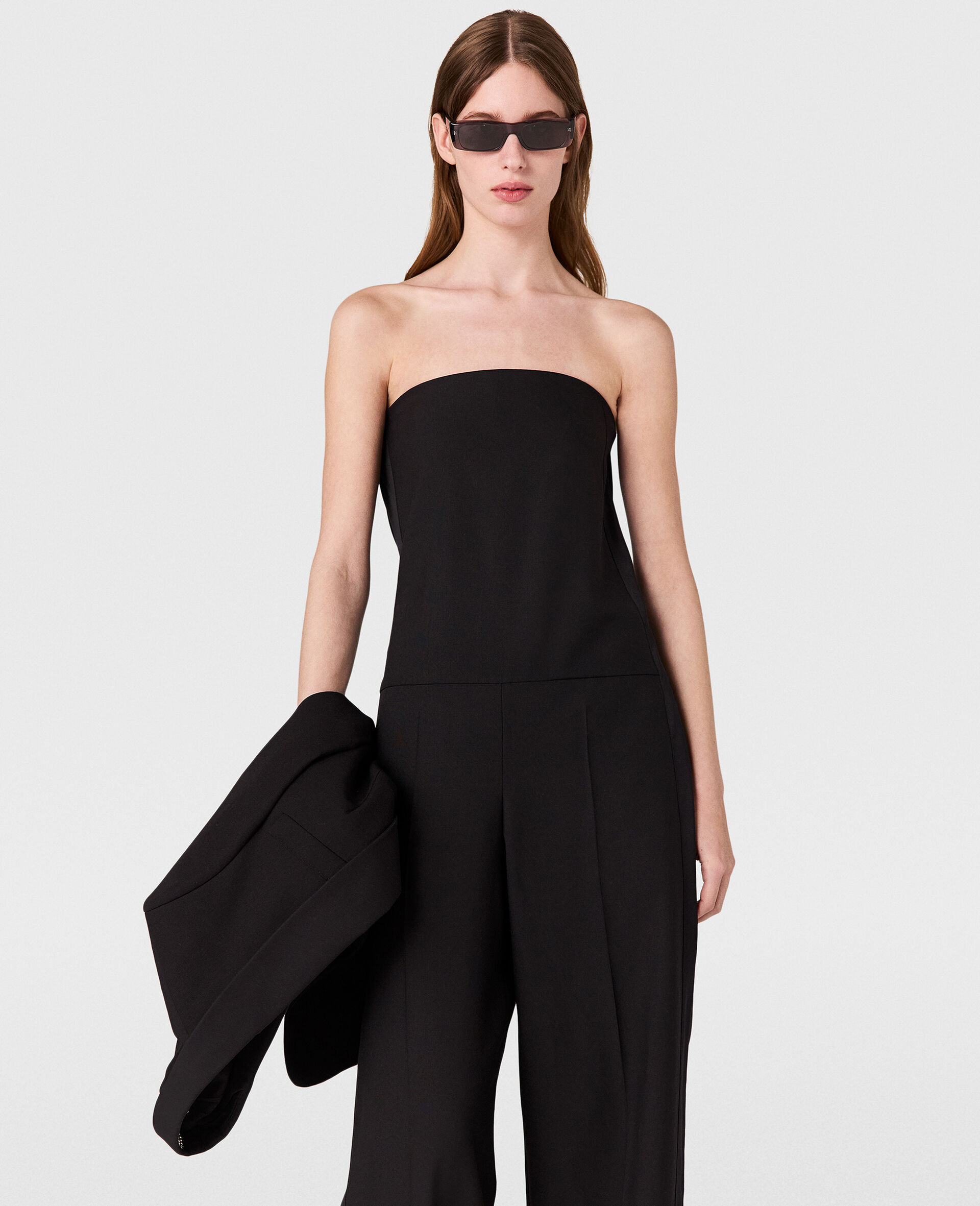 Strapless Tailored Jumpsuit-Black-large image number 4
