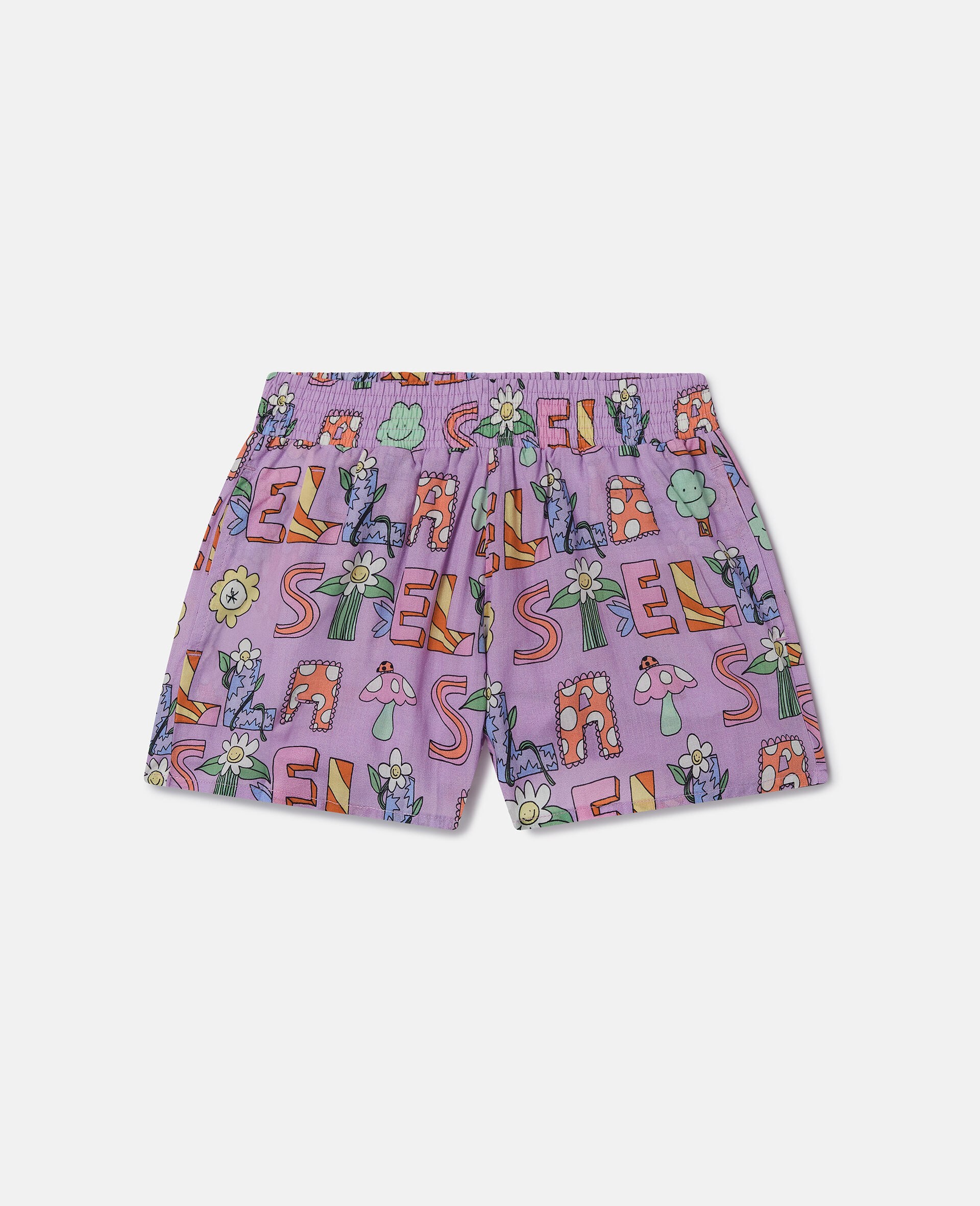 Shorts mit Gummizug und Stella Woodland-Schriftzug-Purple-large image number 0