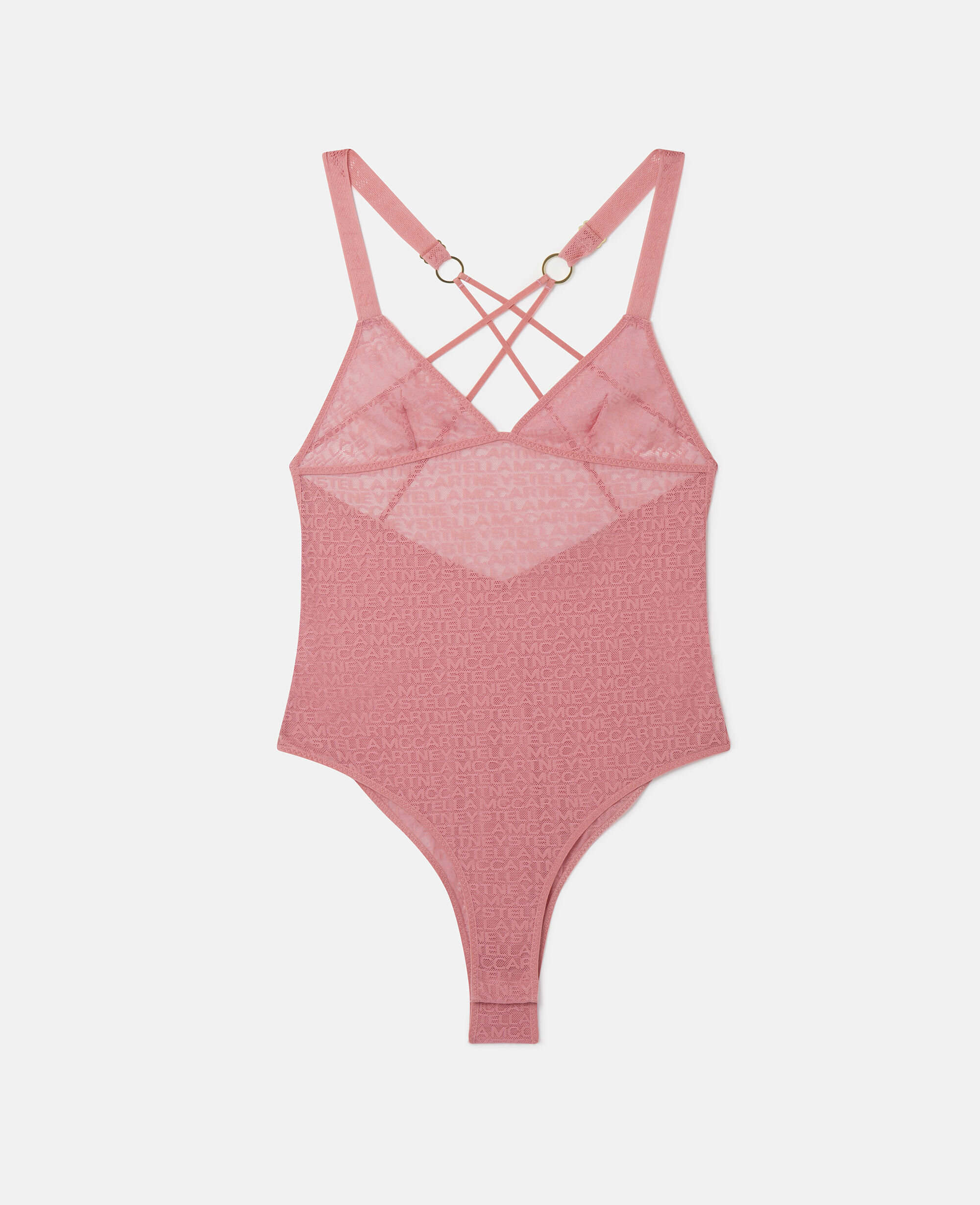 Women Blush Pink Monogram Mesh Bodysuit Stella McCartney CY