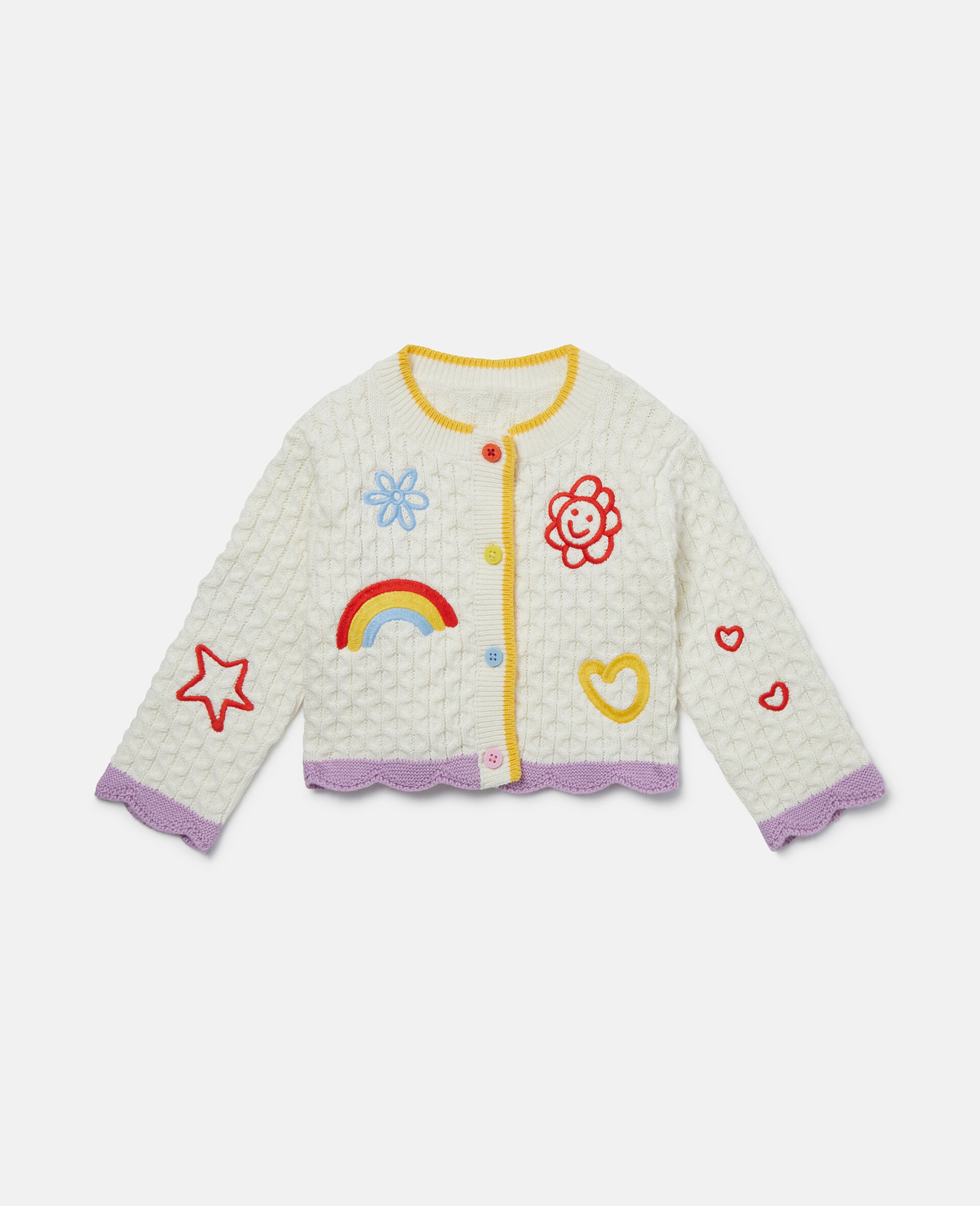 Doodle Embroidery Cardigan-Cream-large image number 0