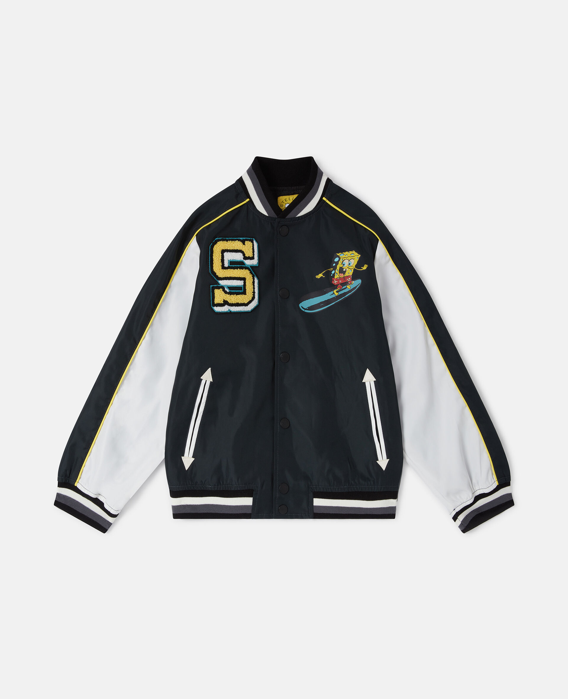 SpongeBob Graphic Varsity Bomber Jacket-Black-large image number 0