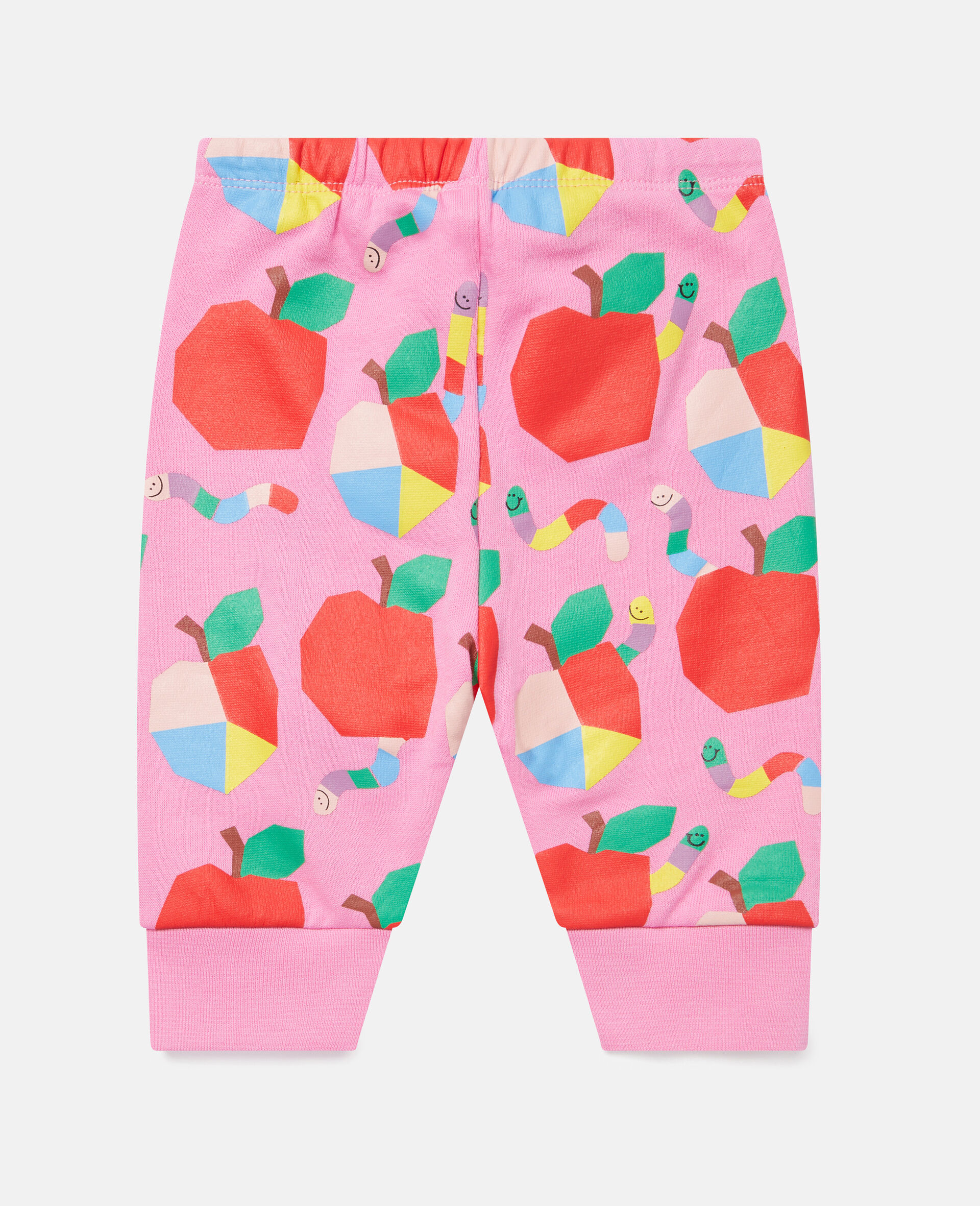 Fleece Apples and Worms Print Joggers-Pink-large