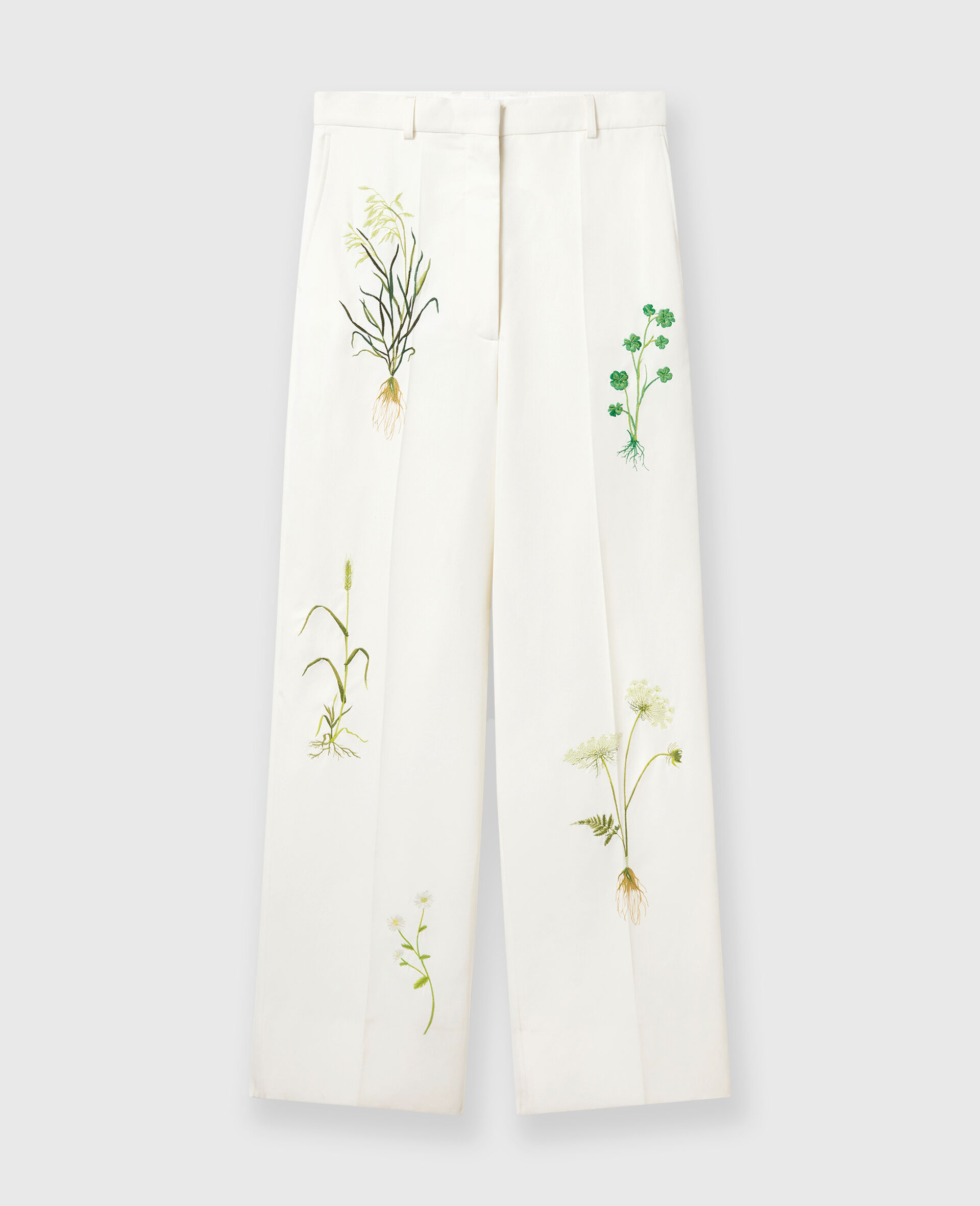 Low-Rise Floral Straight-Leg Trousers-Cream-large image number 0