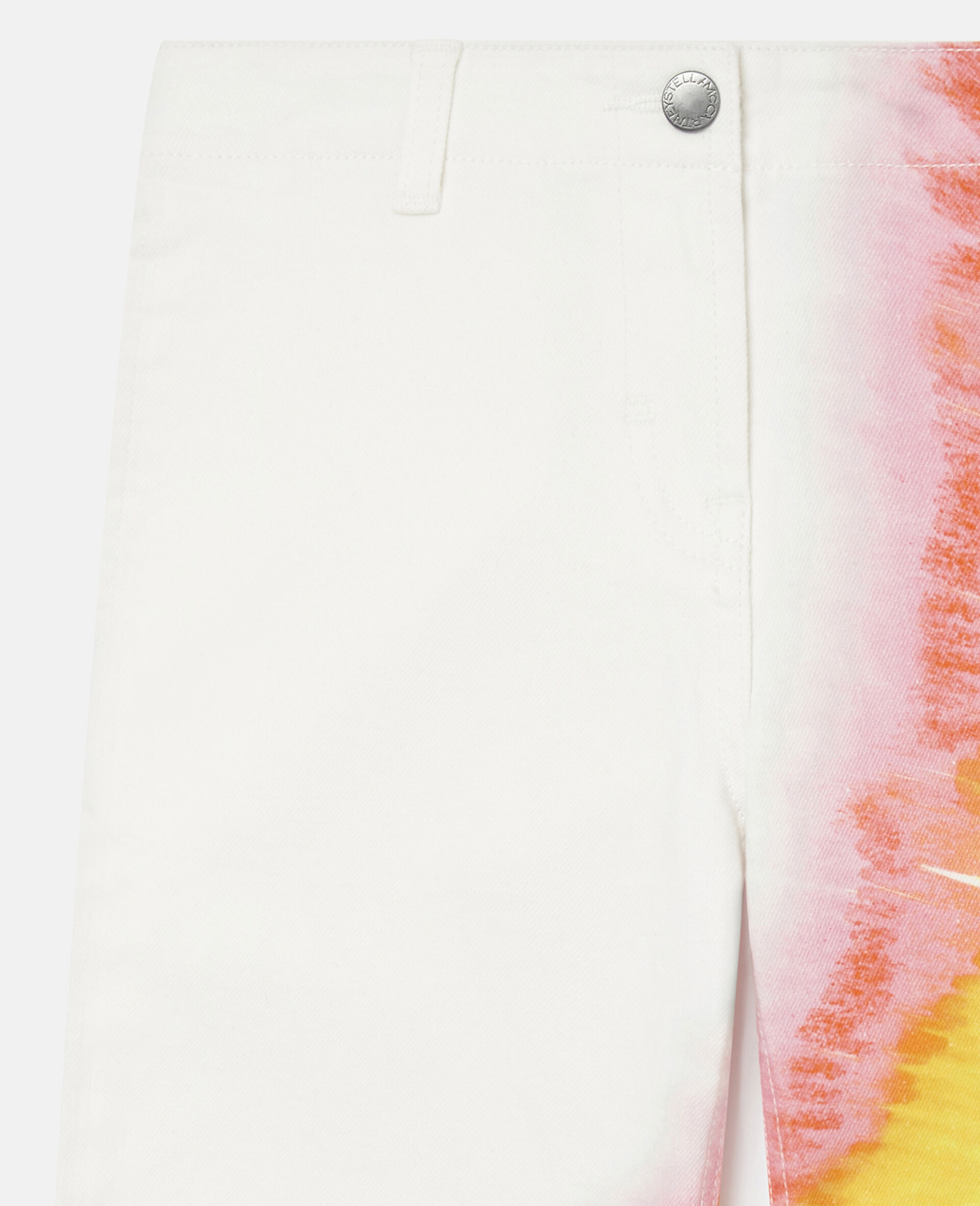 Rainbow Print Denim Trousers-White-large image number 1
