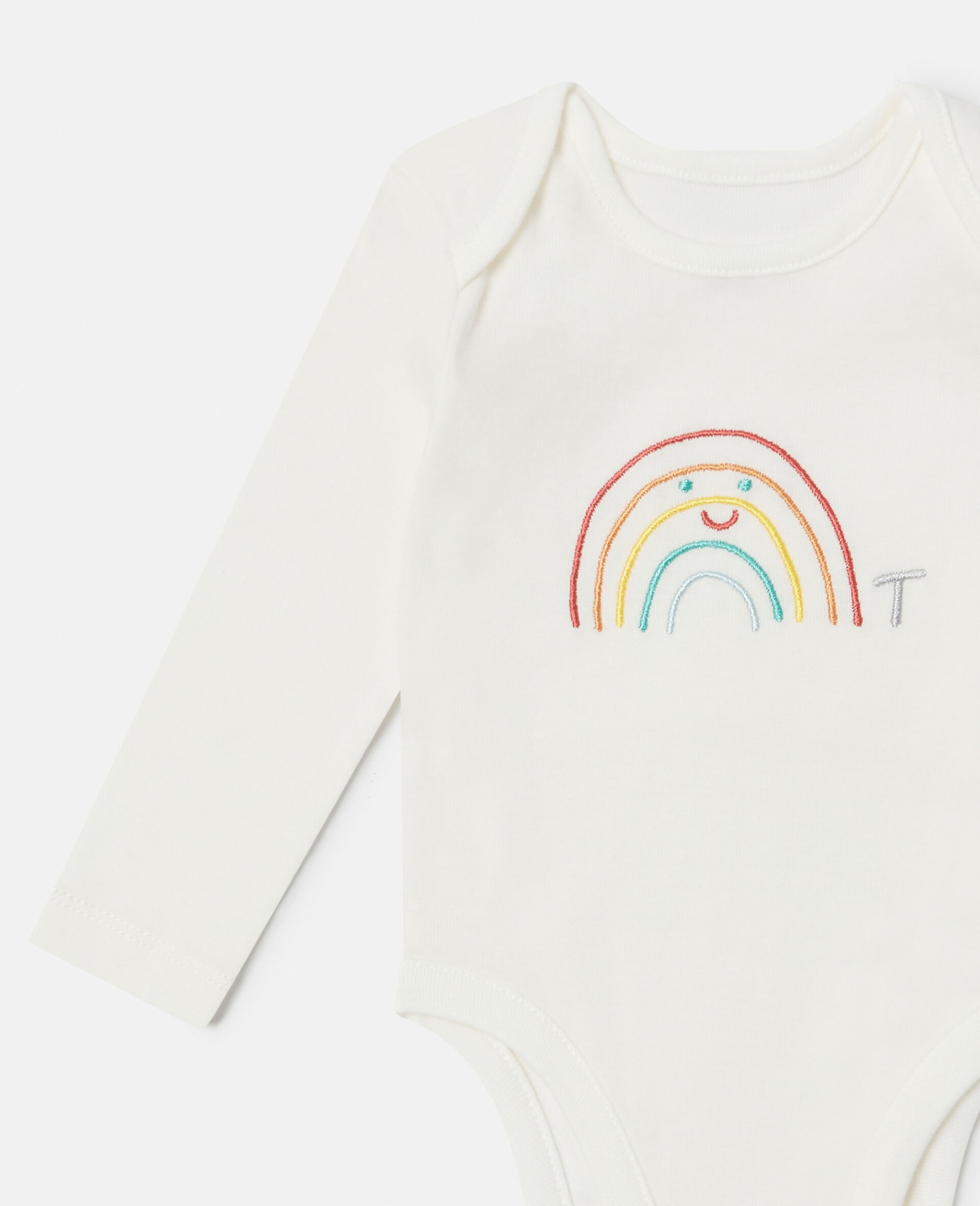 7 Pack of Weather Embroidery Bodysuits-White-large image number 2