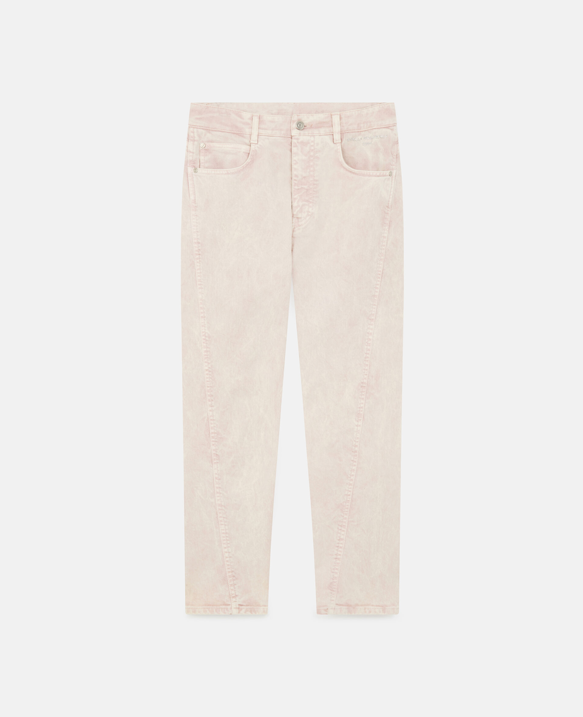 Twisted Seam Denim Trousers-Pink-large image number 0