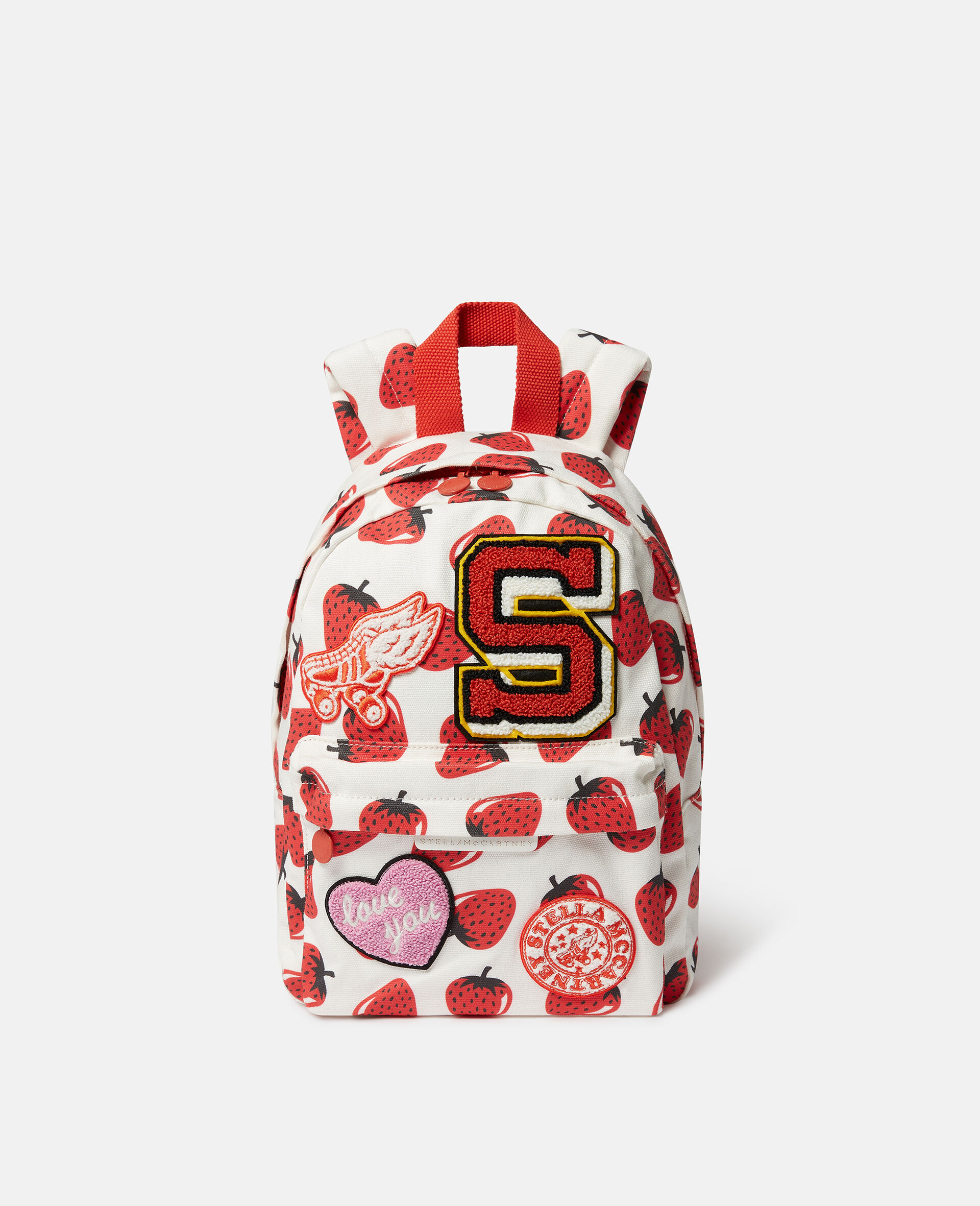 Strawberry Print Backpack-Cream-large image number 0