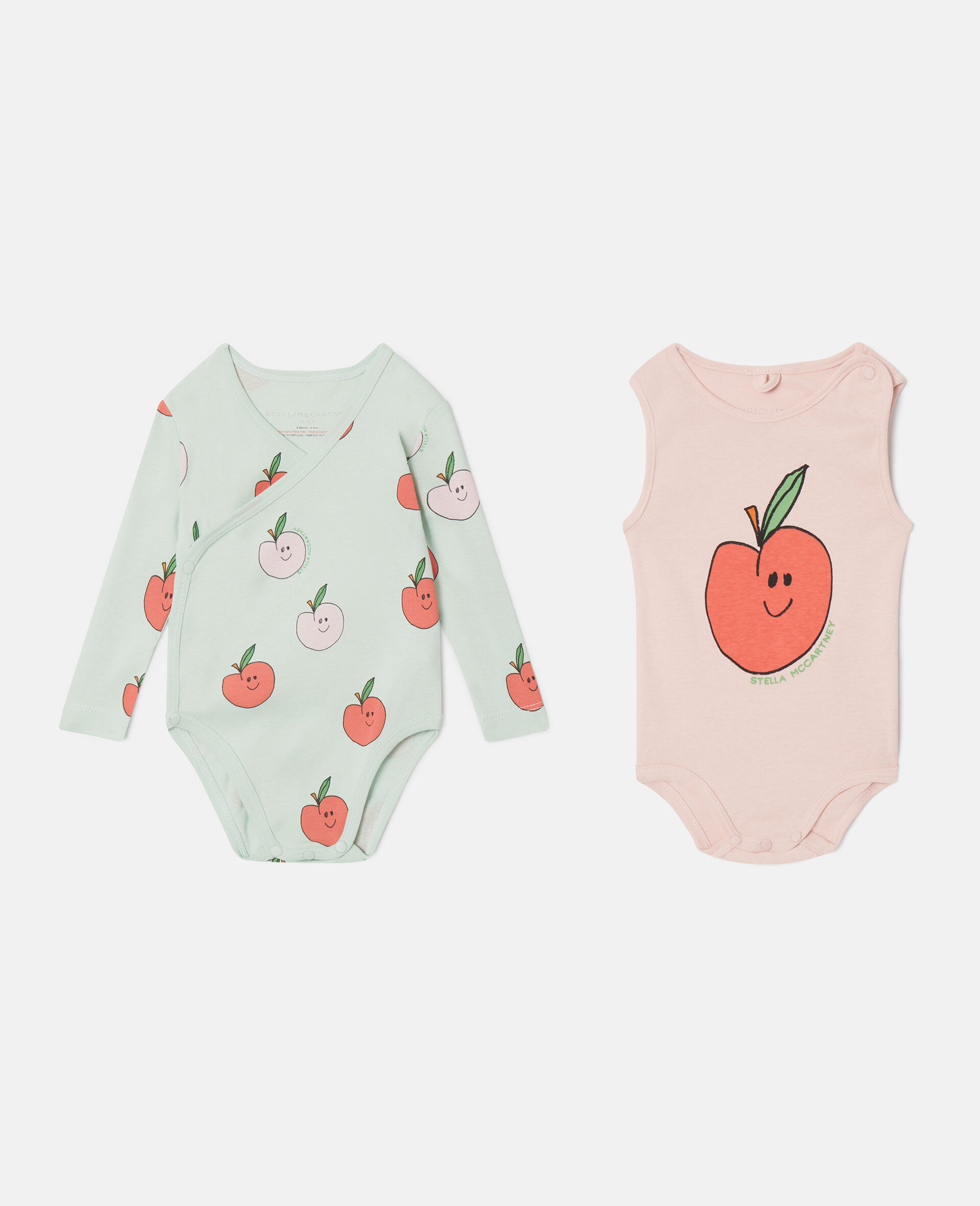 Apple Print Bodysuit and Sleepsuit Set-Multicolored-medium