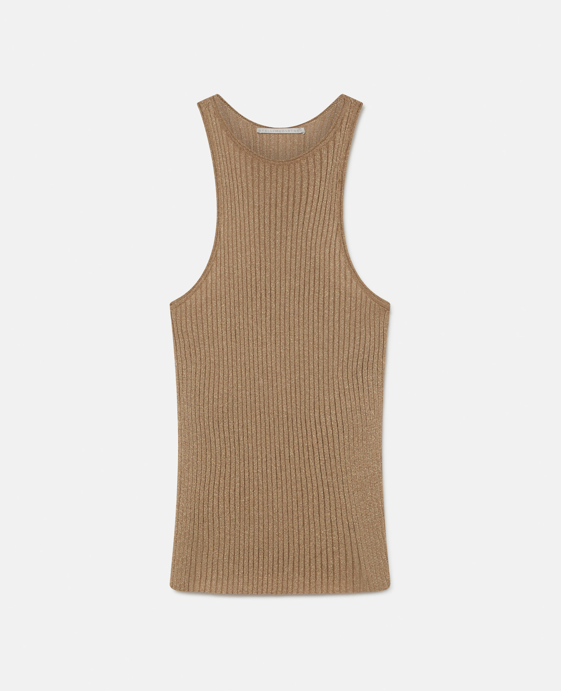 Sparkle Knit Racer Tank Top-Yellow-large image number 0