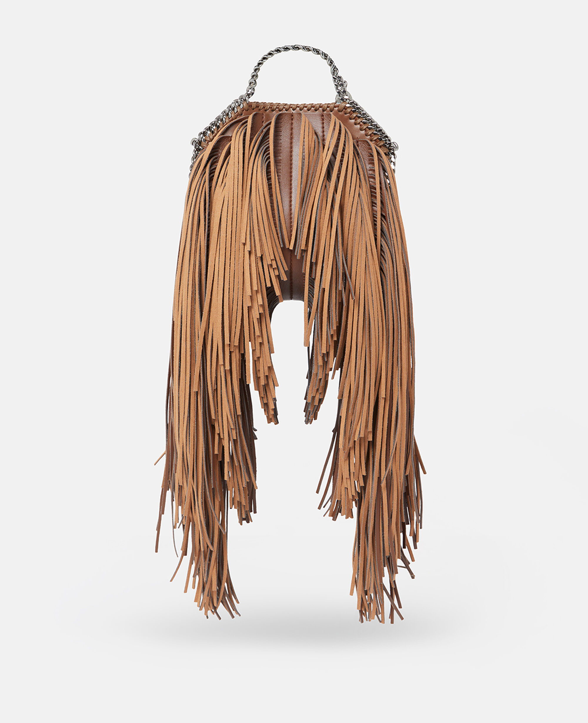 Women DARK CINNAMON Fringe Falabella Tiny Tote Bag | Stella