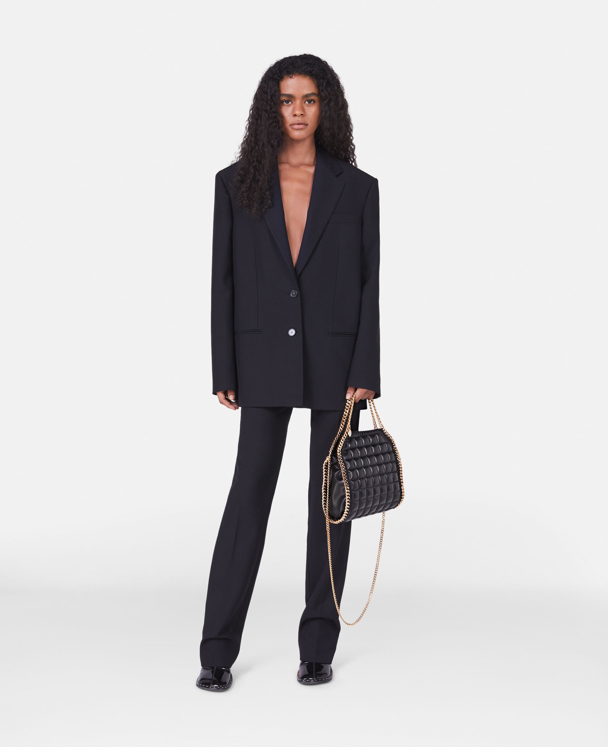 Women Black Falabella Square Quilted Mini Tote Bag | Stella