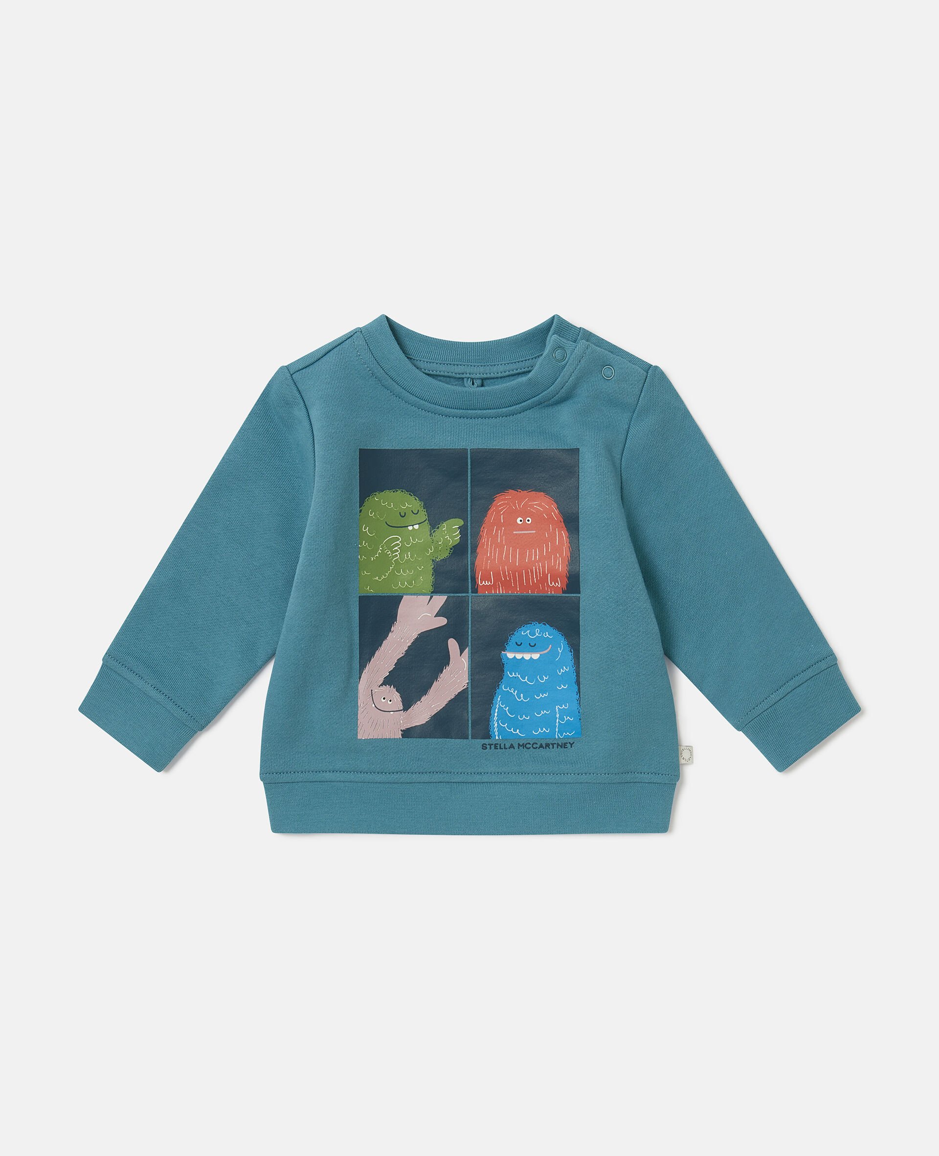 Sweatshirt mit Rundhalsausschnitt und Monster-Grafik-Blau-medium