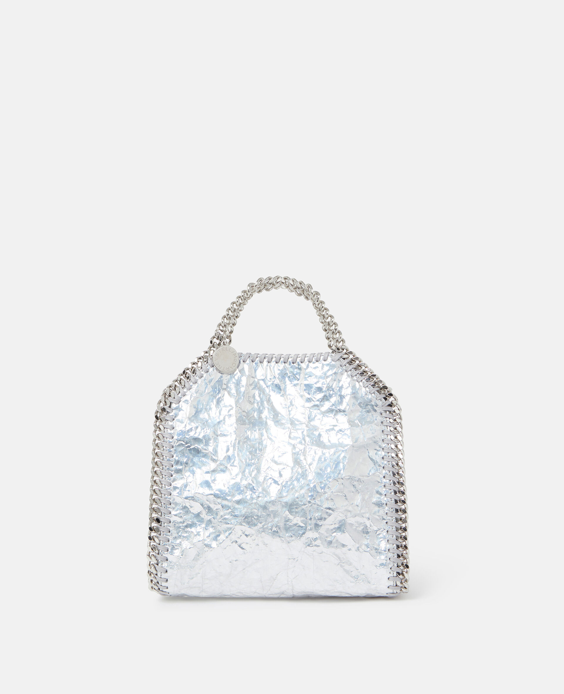 Cracked Metallic Falabella Tiny Tote Bag-Silver-large image number 0
