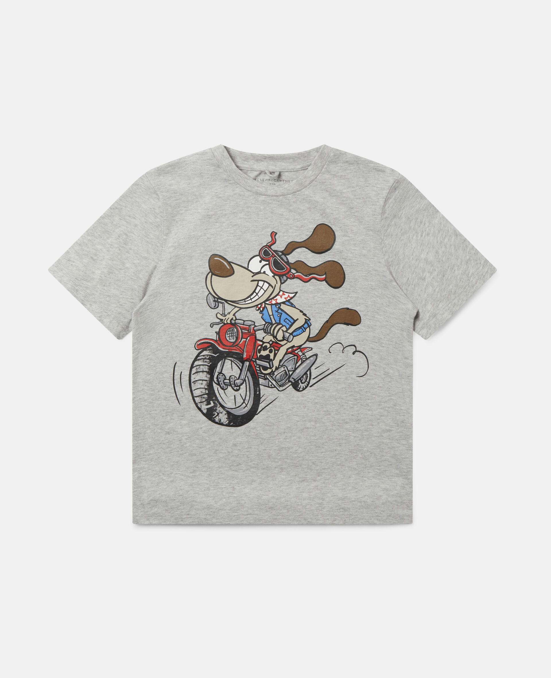 Crazy Doggie Rider Cotton T-shirt-Grey-large