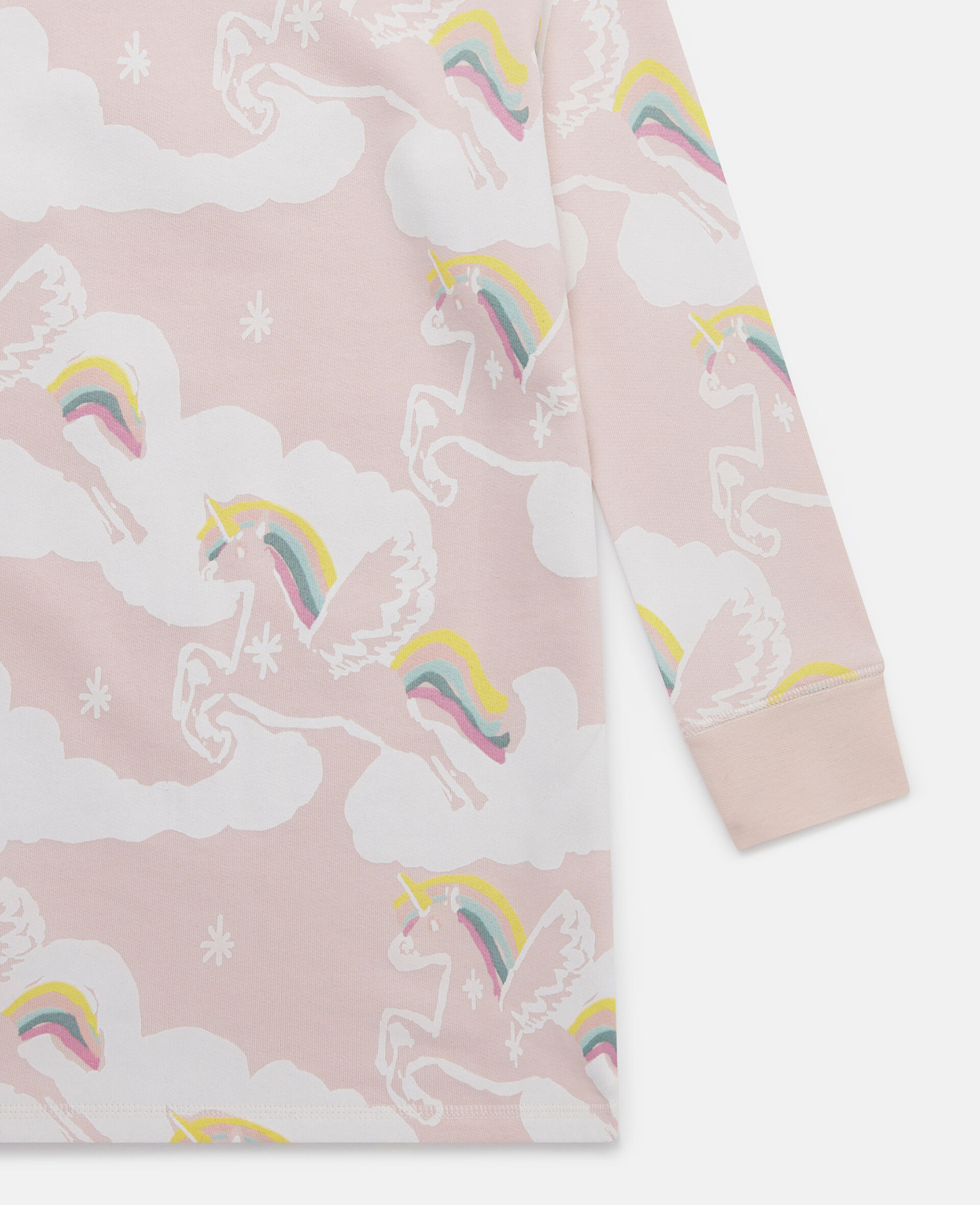 Rainbow Unicorn Cloud Print Sweater Dress-Blue-large image number 3