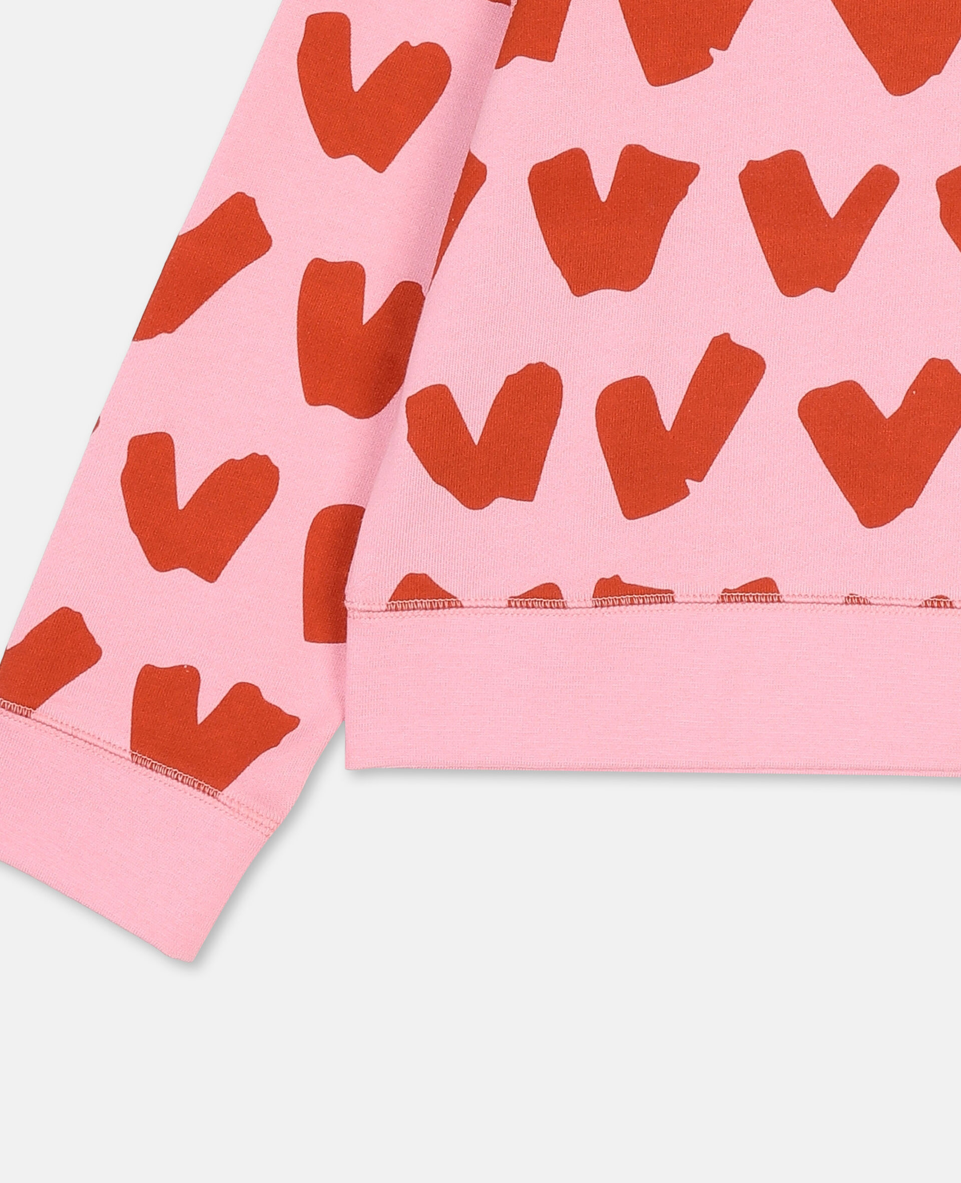 Sweat-shirt en molleton de coton motif cœurs -Rose-large image number 1