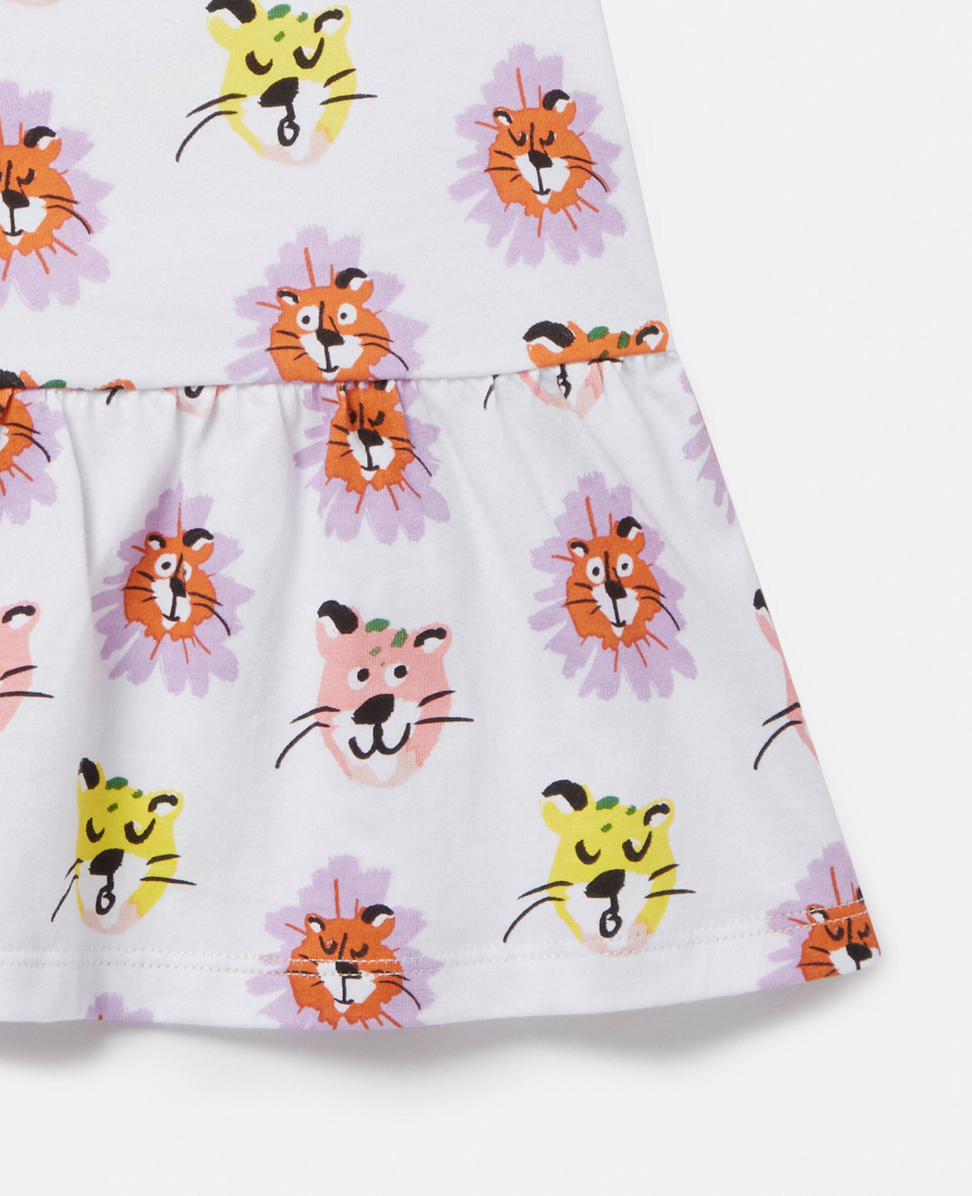 Cheetah Face Print Dress-White-large image number 3