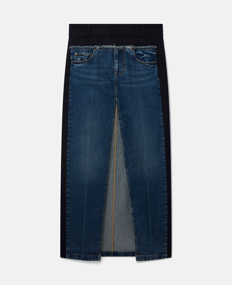 Gonna a pannelli maxi in denim e twill-Fantasia-large image number 0