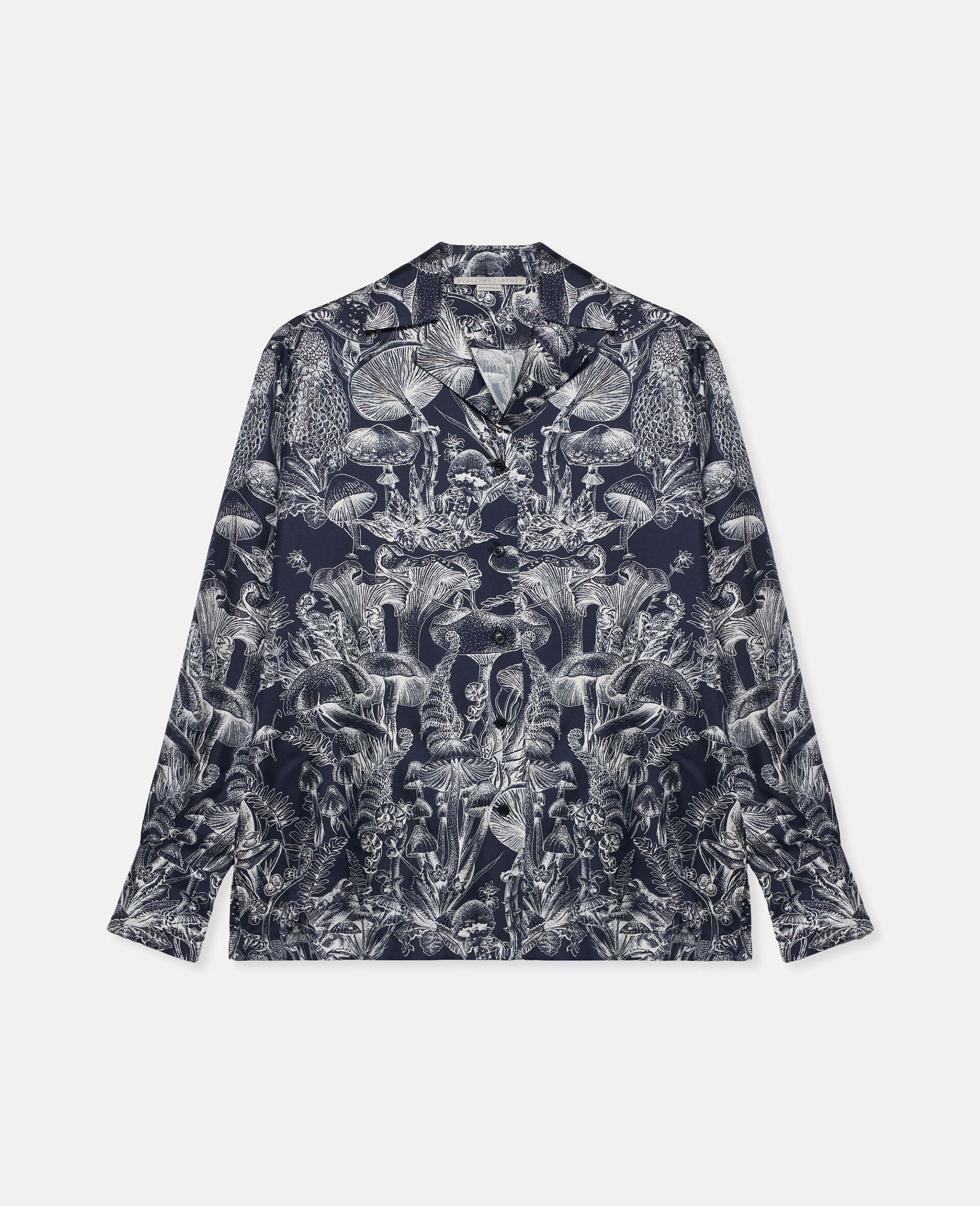 Fungi Forest Print Silk Pyjama Shirt -Multicolour-medium
