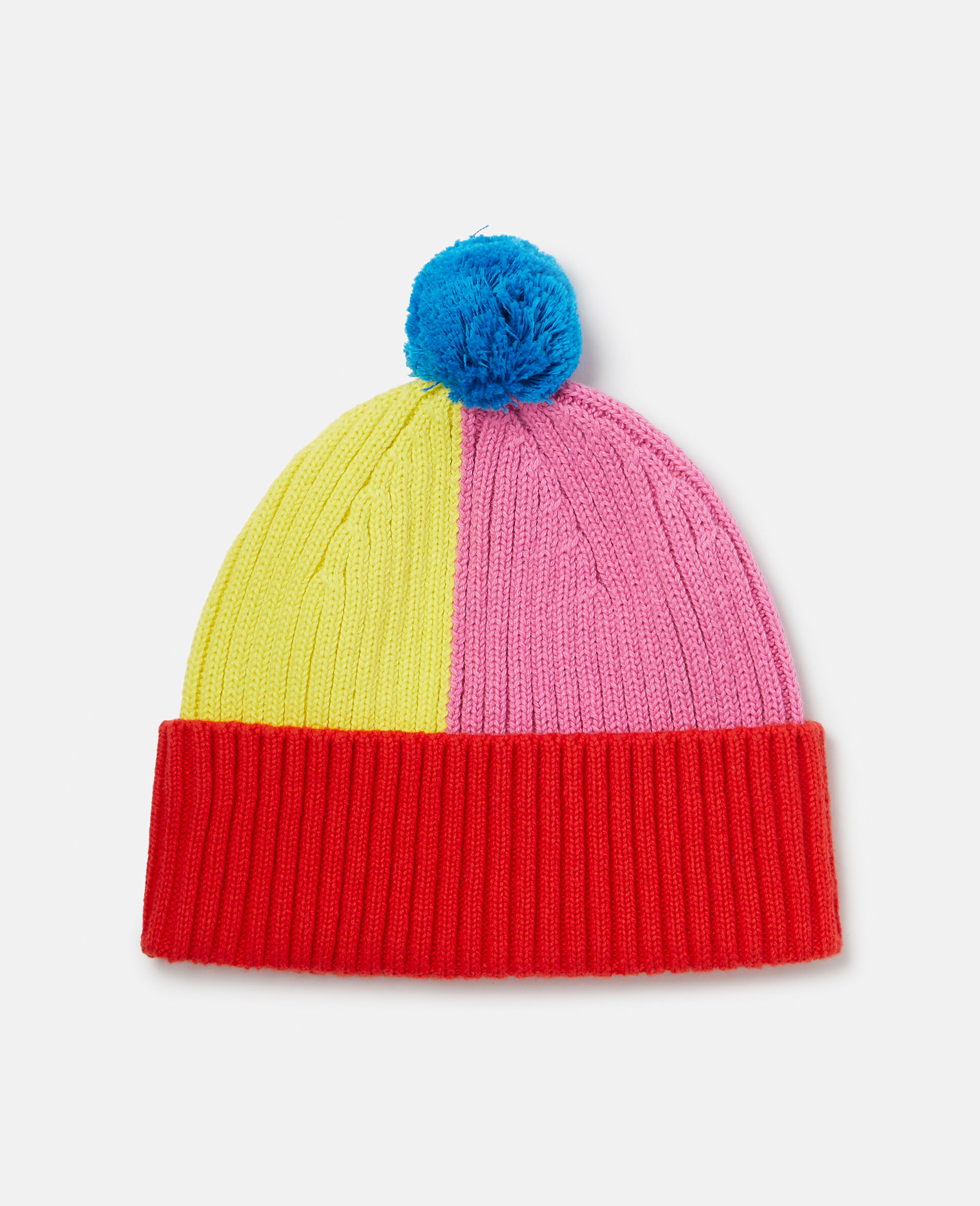 Colourblock Knit Pom Pom Hat-Multicolour-large image number 0