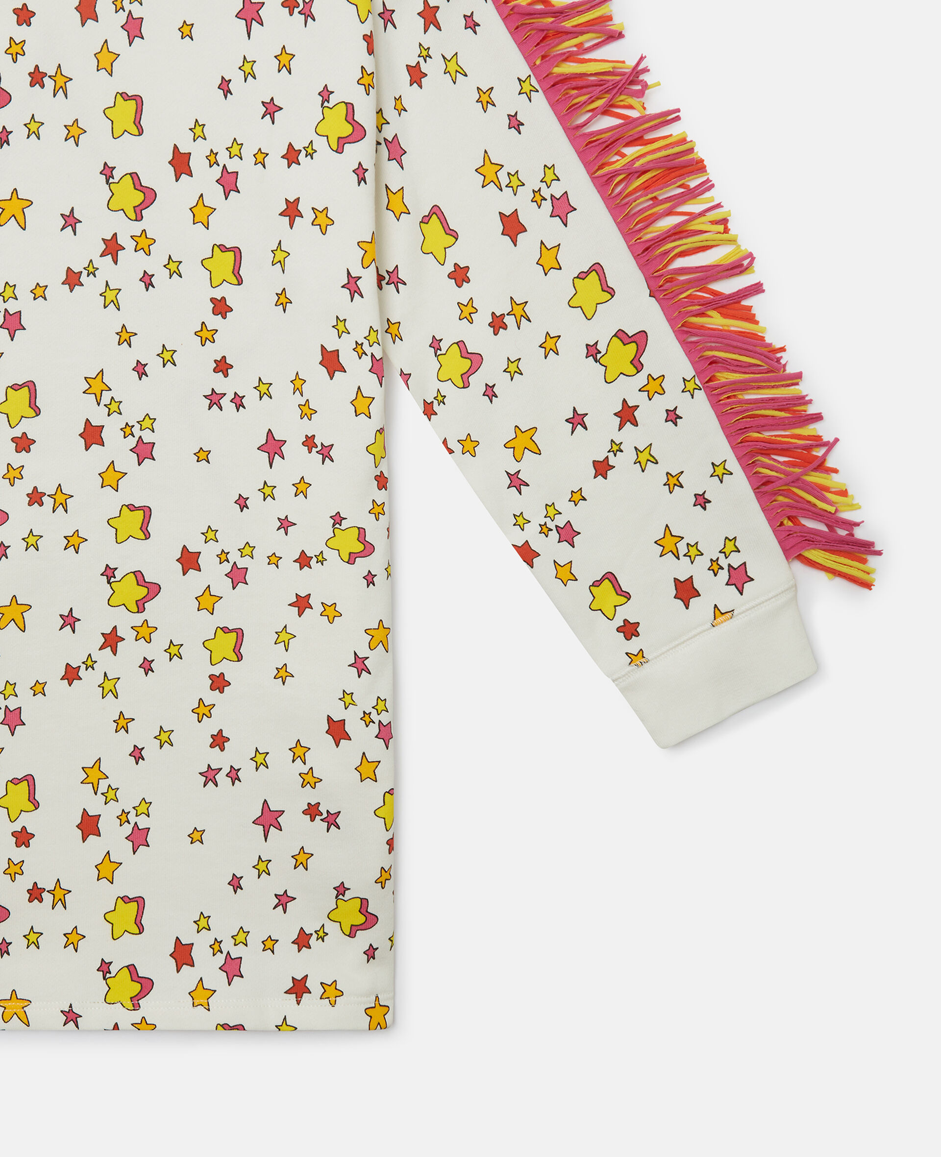 Star Graphic Fringed Sweatshirt Dress-Beige-large image number 3