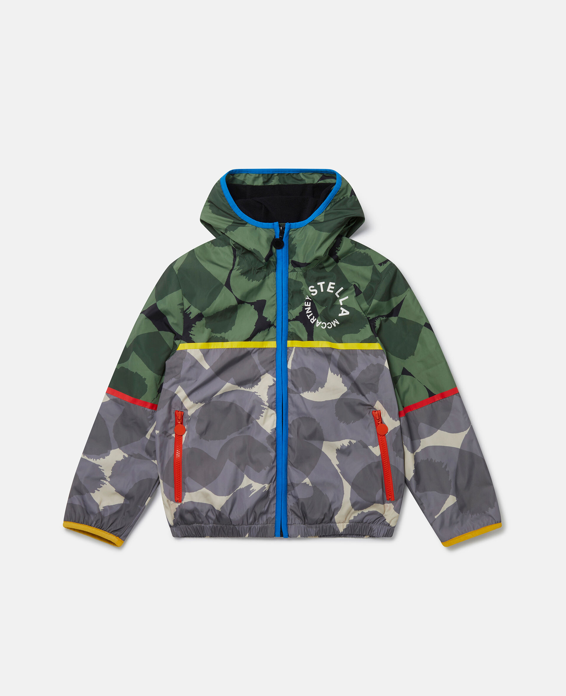Smudge Print Colourblock Hooded Jacket-Multicoloured-medium