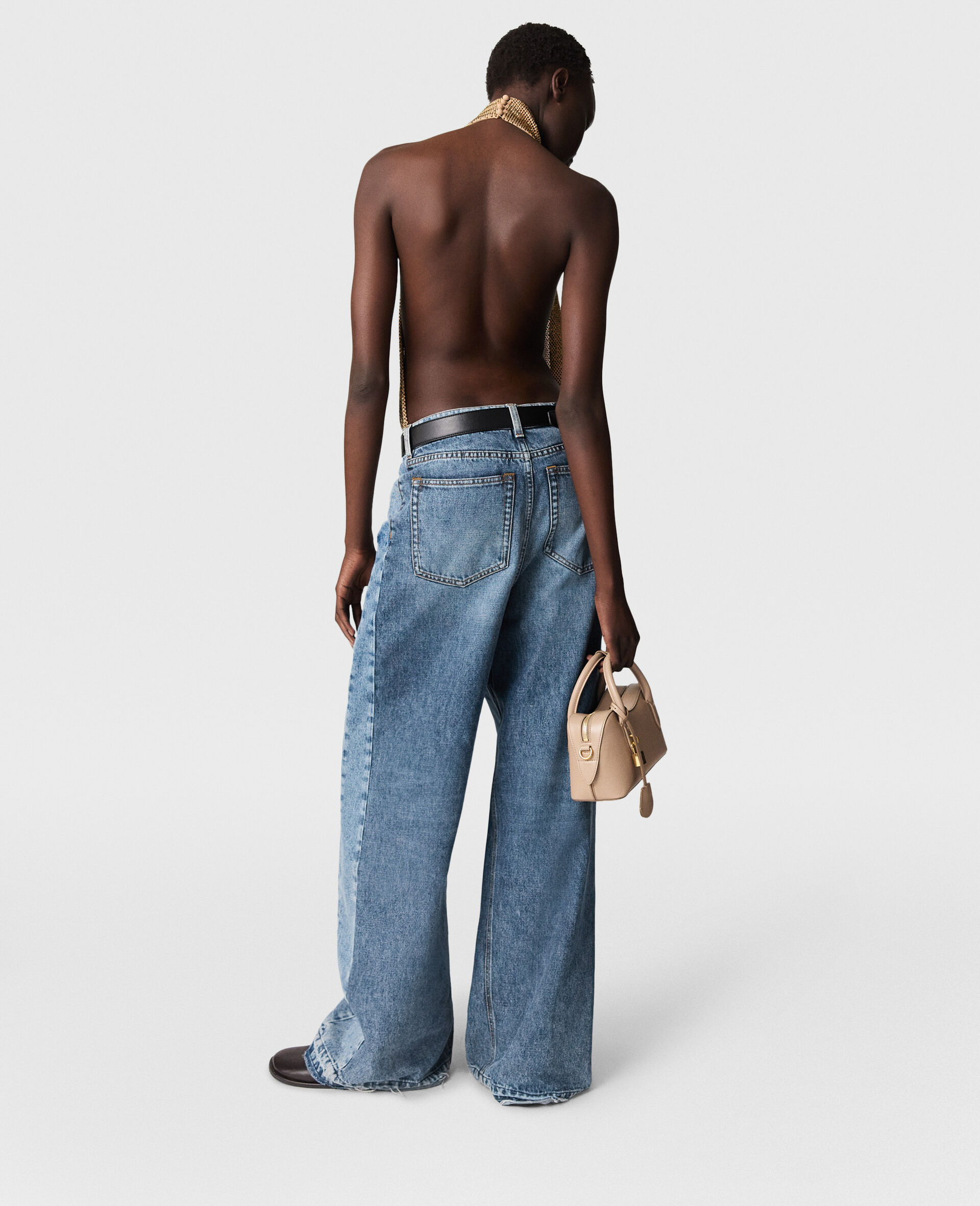 Jean droit souple avec delavage vintage-Bleu-large Jean droit souple avec delavage vintage-Bleu-large image number 5