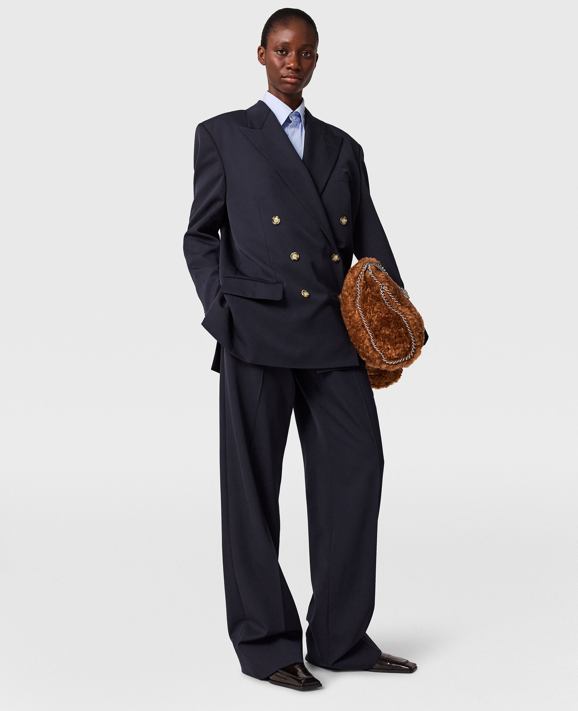 Oversized Double-Breasted Blazer-Blue-large image number 4