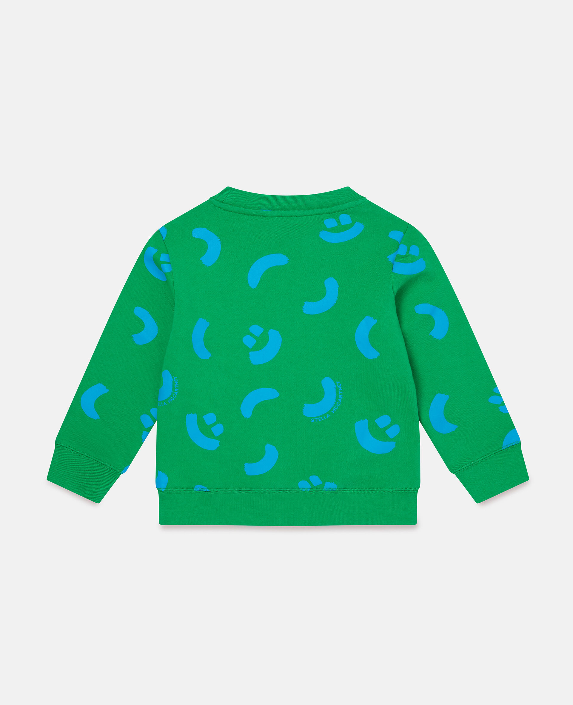 Smile Print Cotton Fleece Sweatshirt-Green-large image number 1