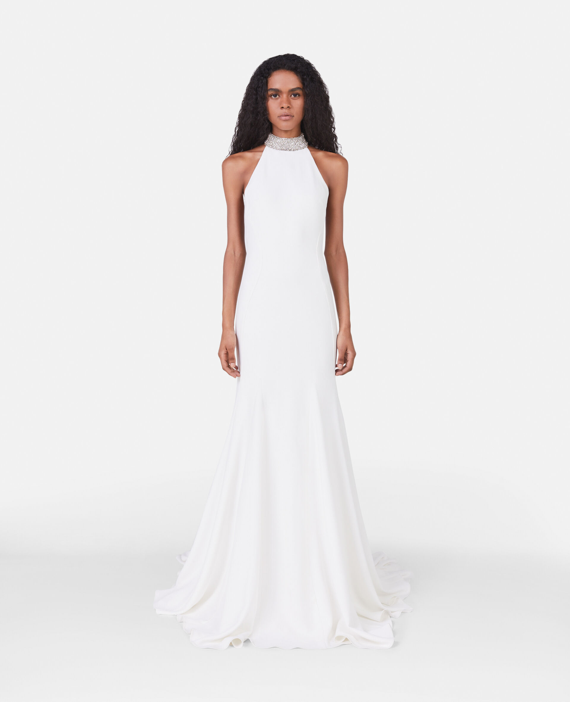 Crystal Halterneck Bridal Gown-White-model