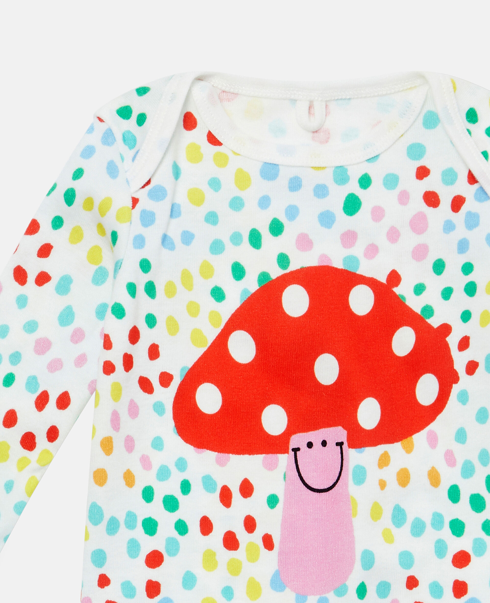 Jersey Cotton Mushroom Print Bib and Bodysuit Set-White-large image number 2
