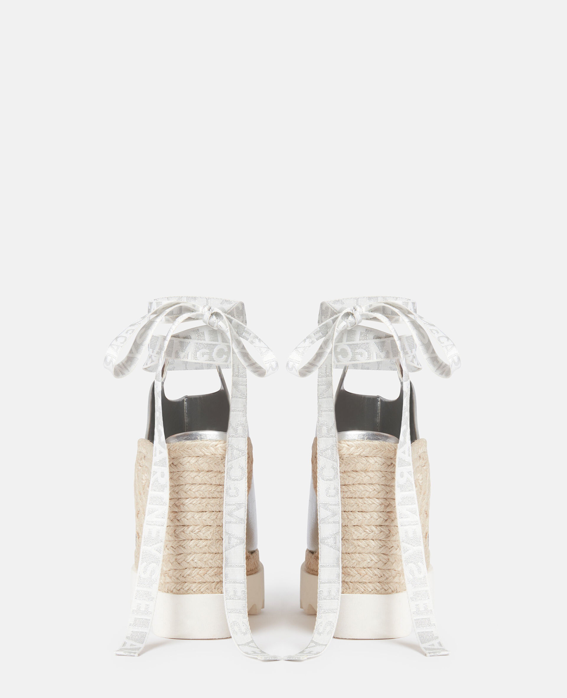 Gaia Metallic Heeled Espadrilles-Silver-large image number 3