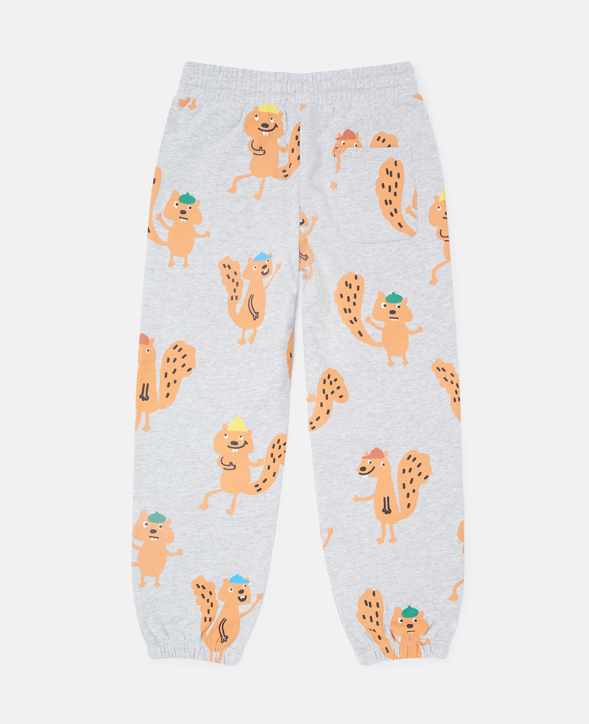 Squirrel Graphic Drawstring Joggers-Grey-large image number 2