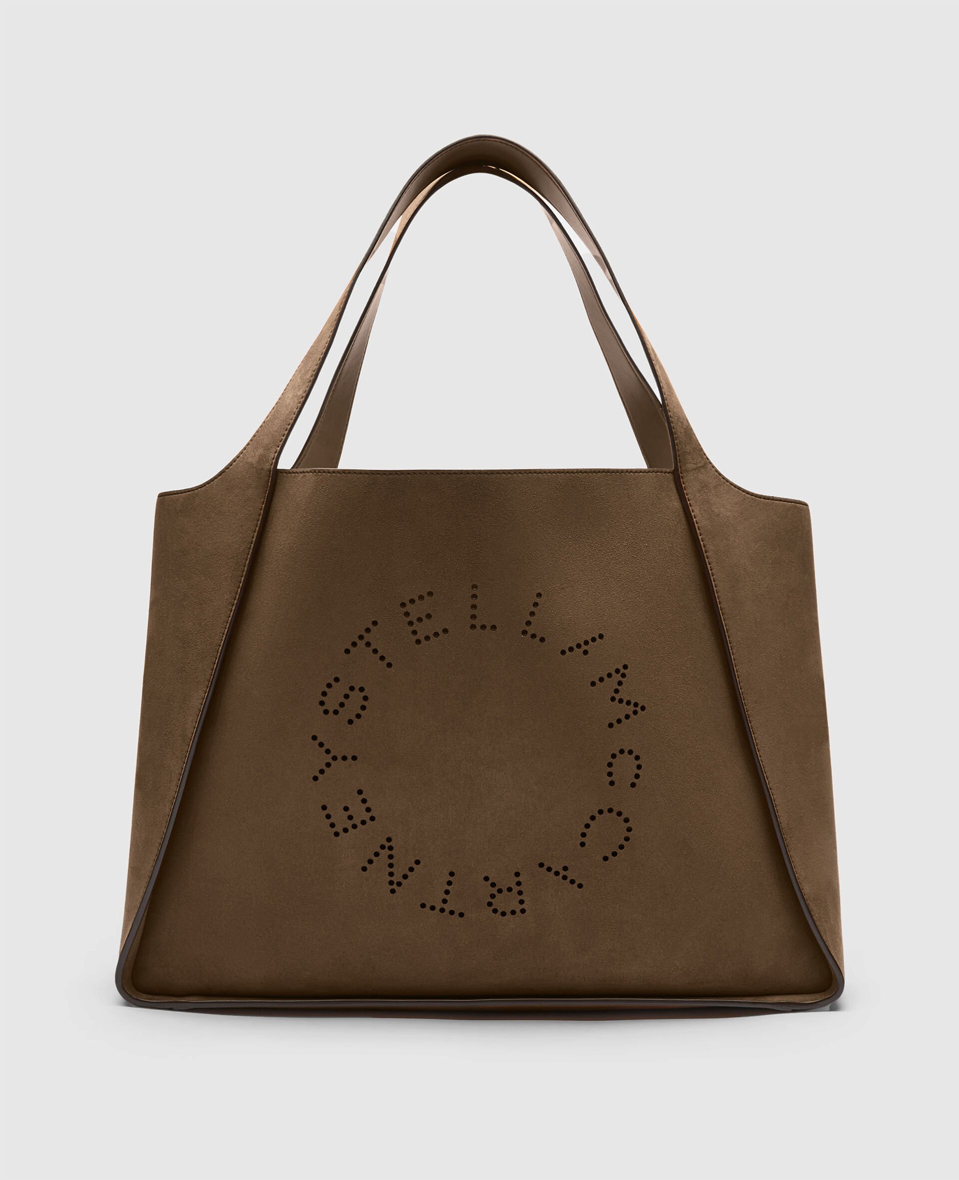 Logo Large Suede Tote Bag-Brown-medium