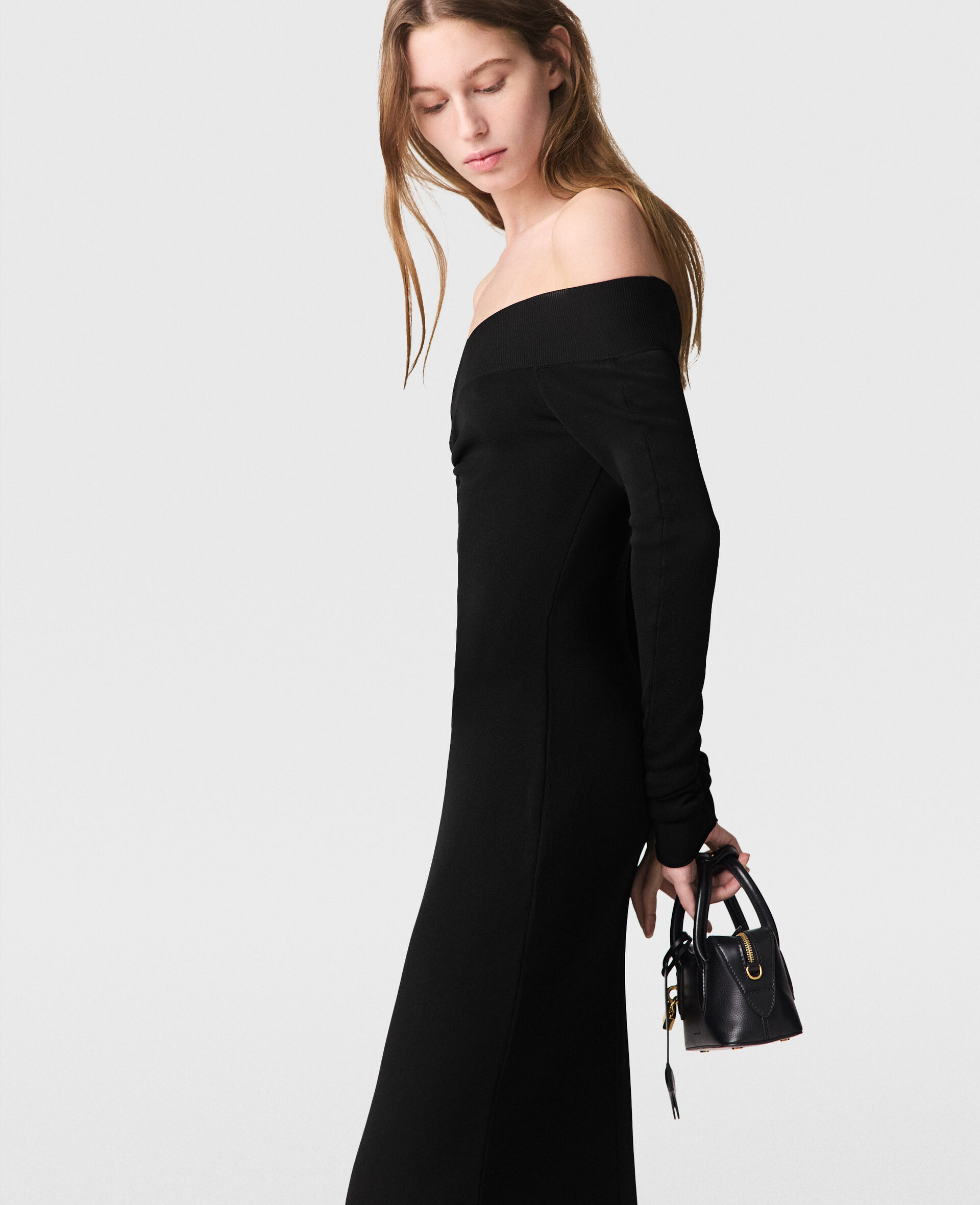 Sheer Long Sleeve Mesh Maxi Dress-Black-large image number 2